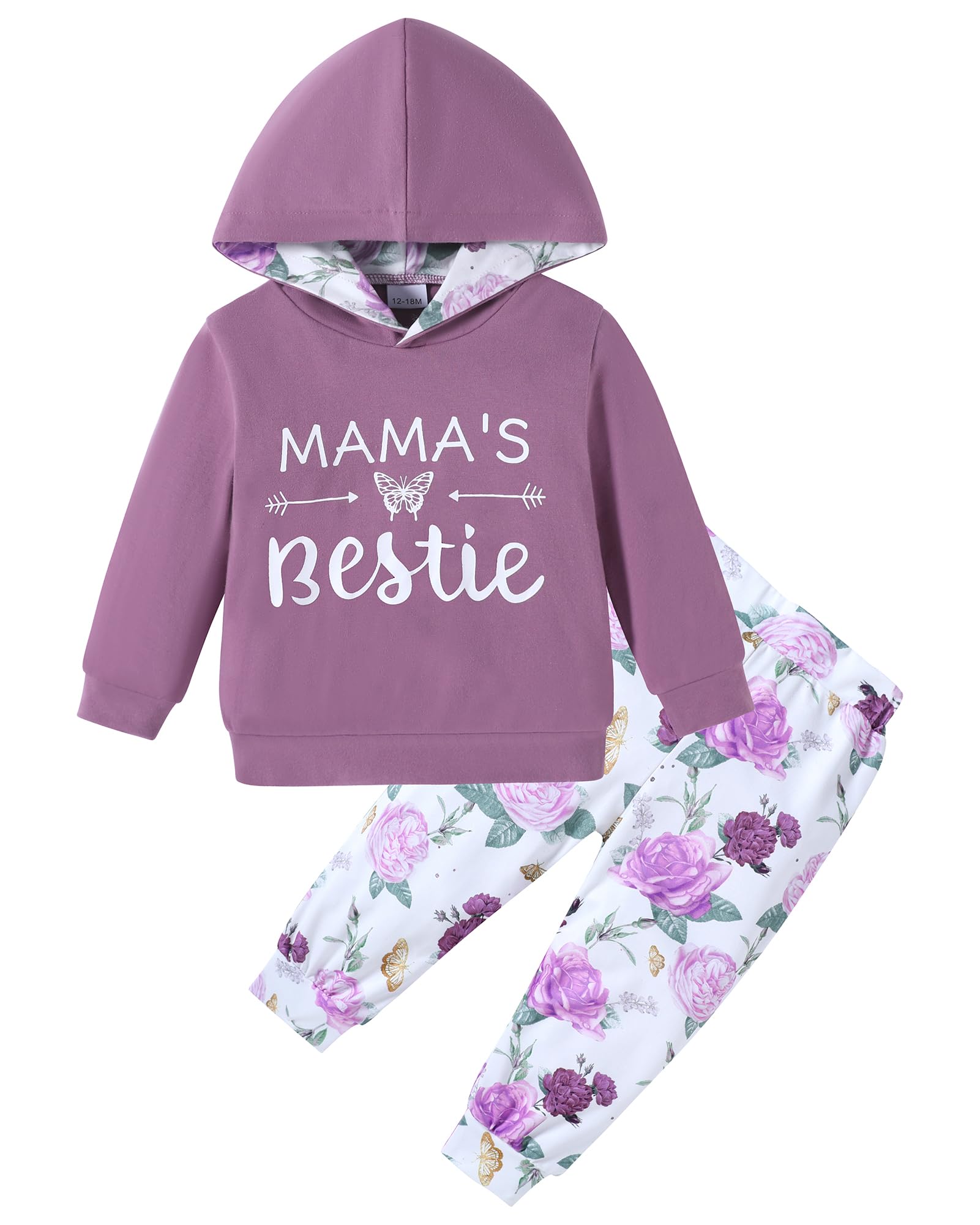 ZOEREA Toddler Girls Clothes Baby Outfits Letter Hoodie Sweatshirts Flower Sweatpants 2Pcs Tracksuit Fall Winter Clothing