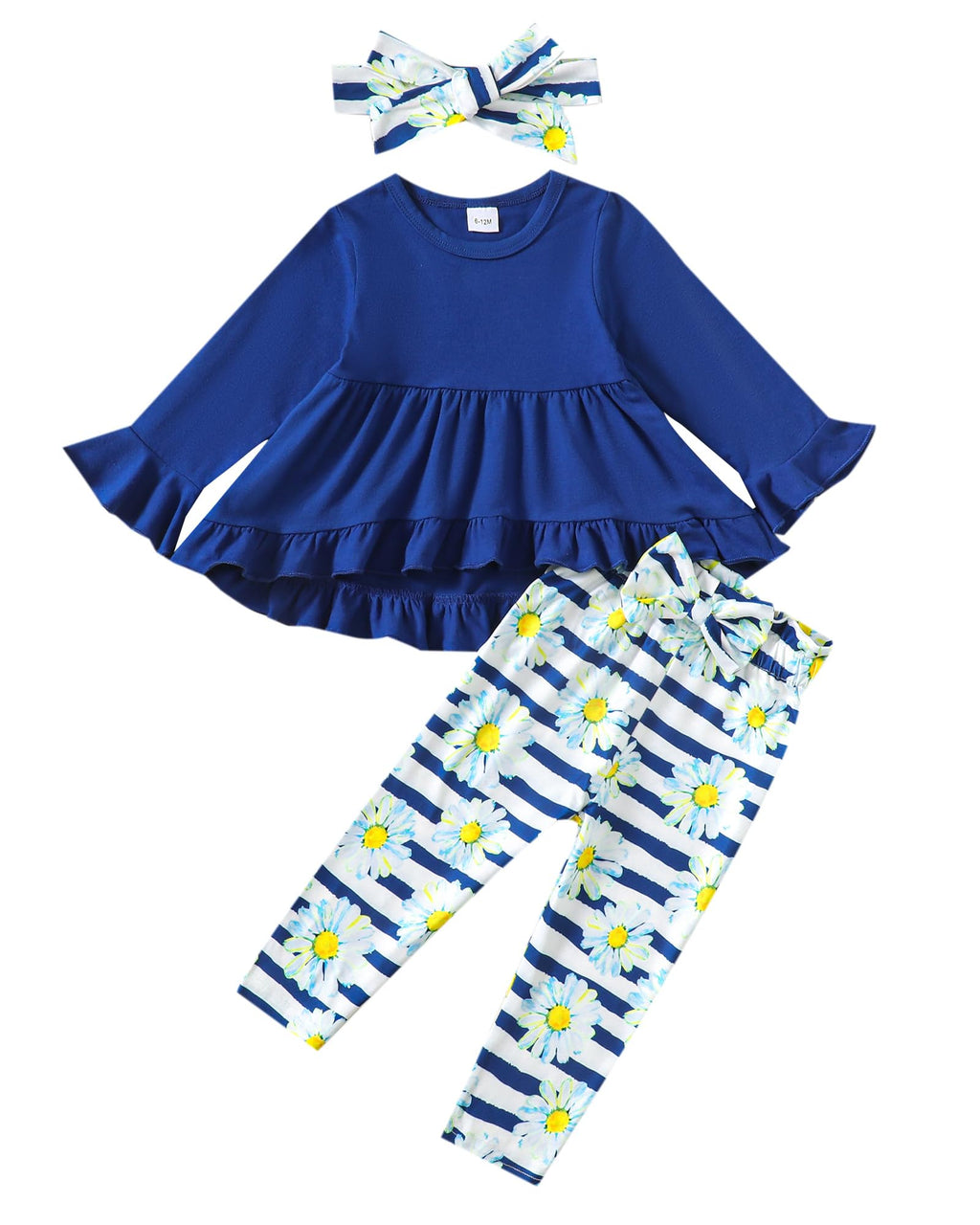 Kucnuzki Baby Girl Clothes Toddler Girl Outfit Ruffle Sleeve Shirt Floral Pant Set Fall Winter Clothing for Girl