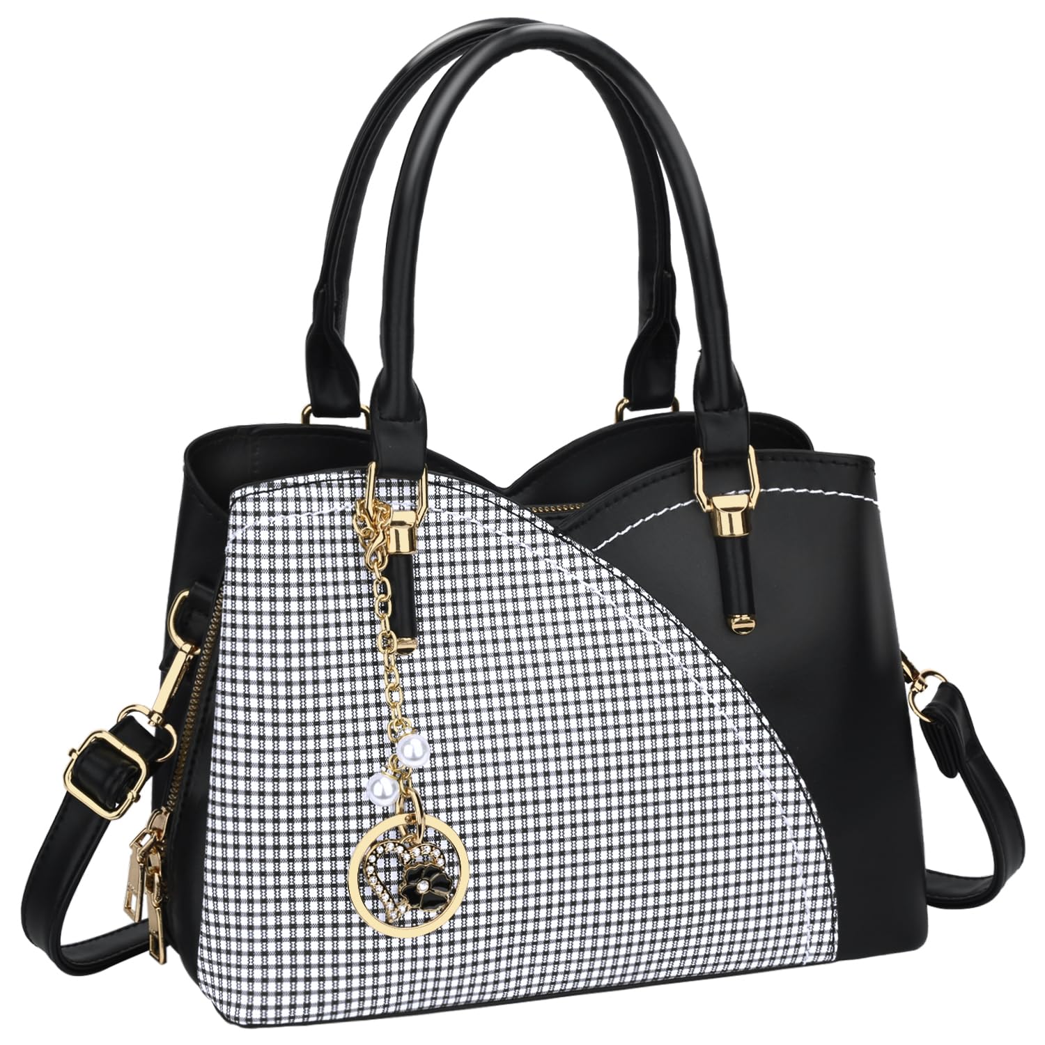 KKXIU Triple Compartments Purses and Handbags for Women Fashion Ladies Satchel Shoulder Top Handle Bag