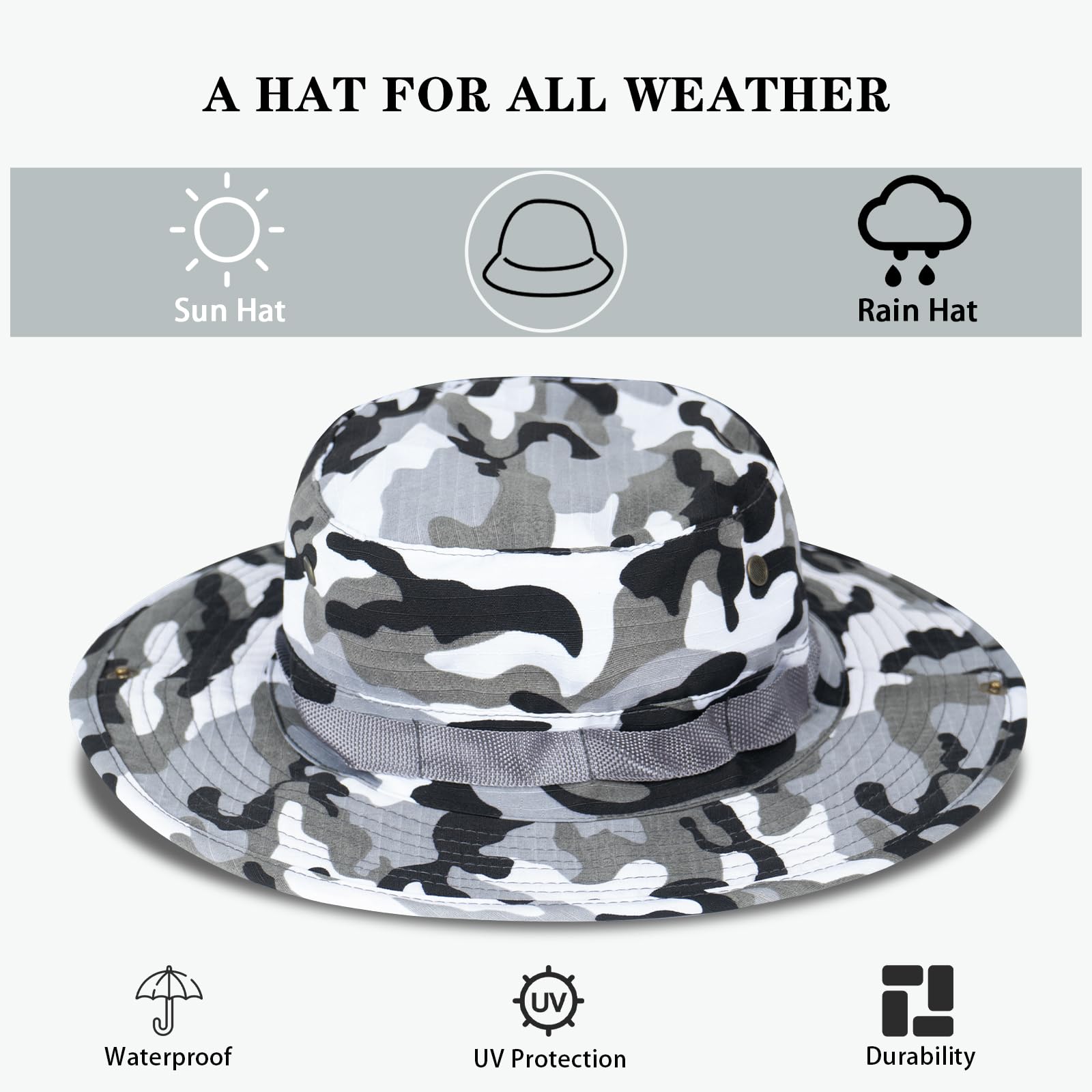 Sun Hats for Men Women Bucket Hat UPF 50+ UV Protection Boonie Hat for Safari Fishing Hiking Garden Beach