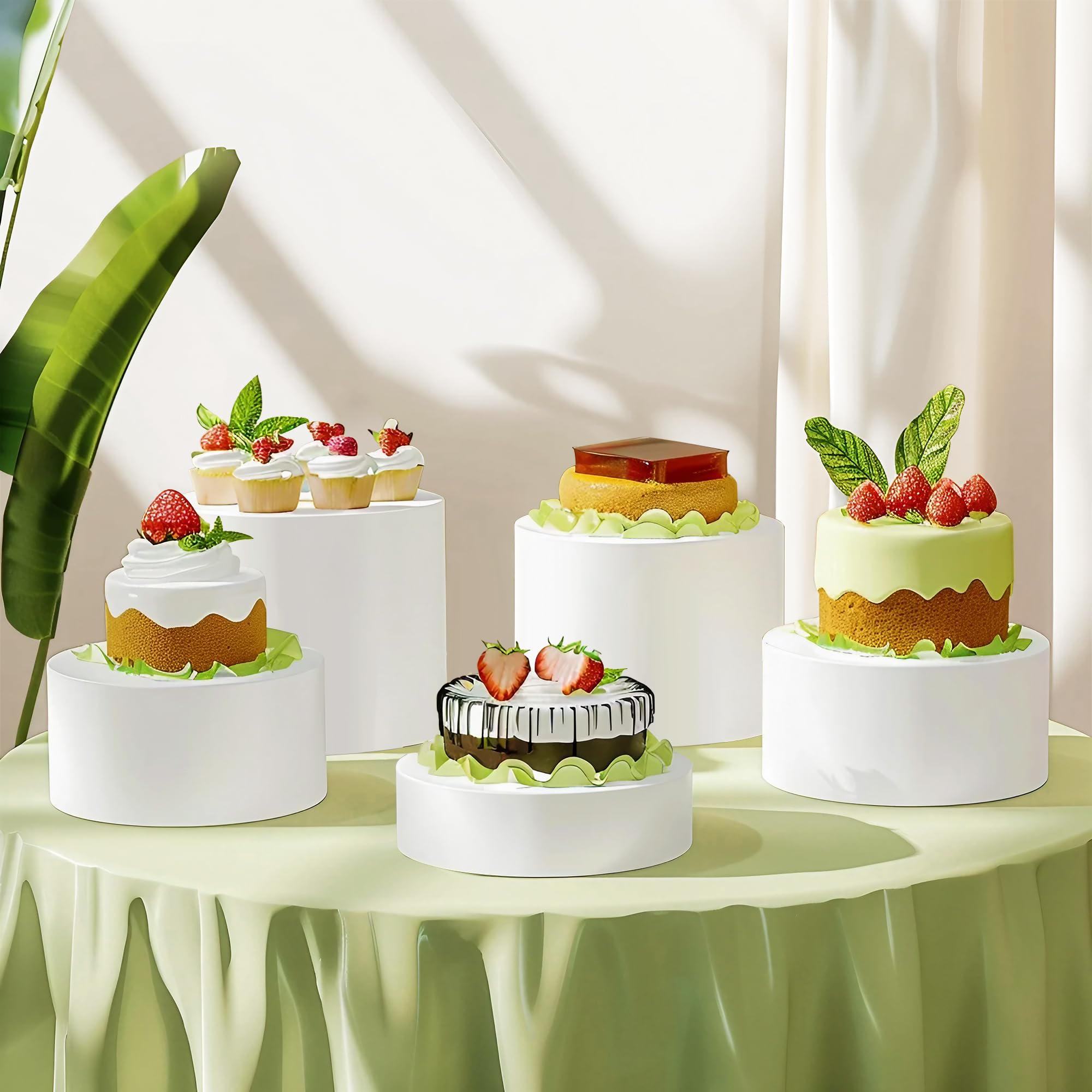 6Pcs Buffet Risers, Food Risers for Buffet Table, Acrylic Cube Display Risers with Hollow Bottom, Food Display Stand for Party Jewelry Dessert Figures (Size 5.5",6",6.5",7",7.5",8")