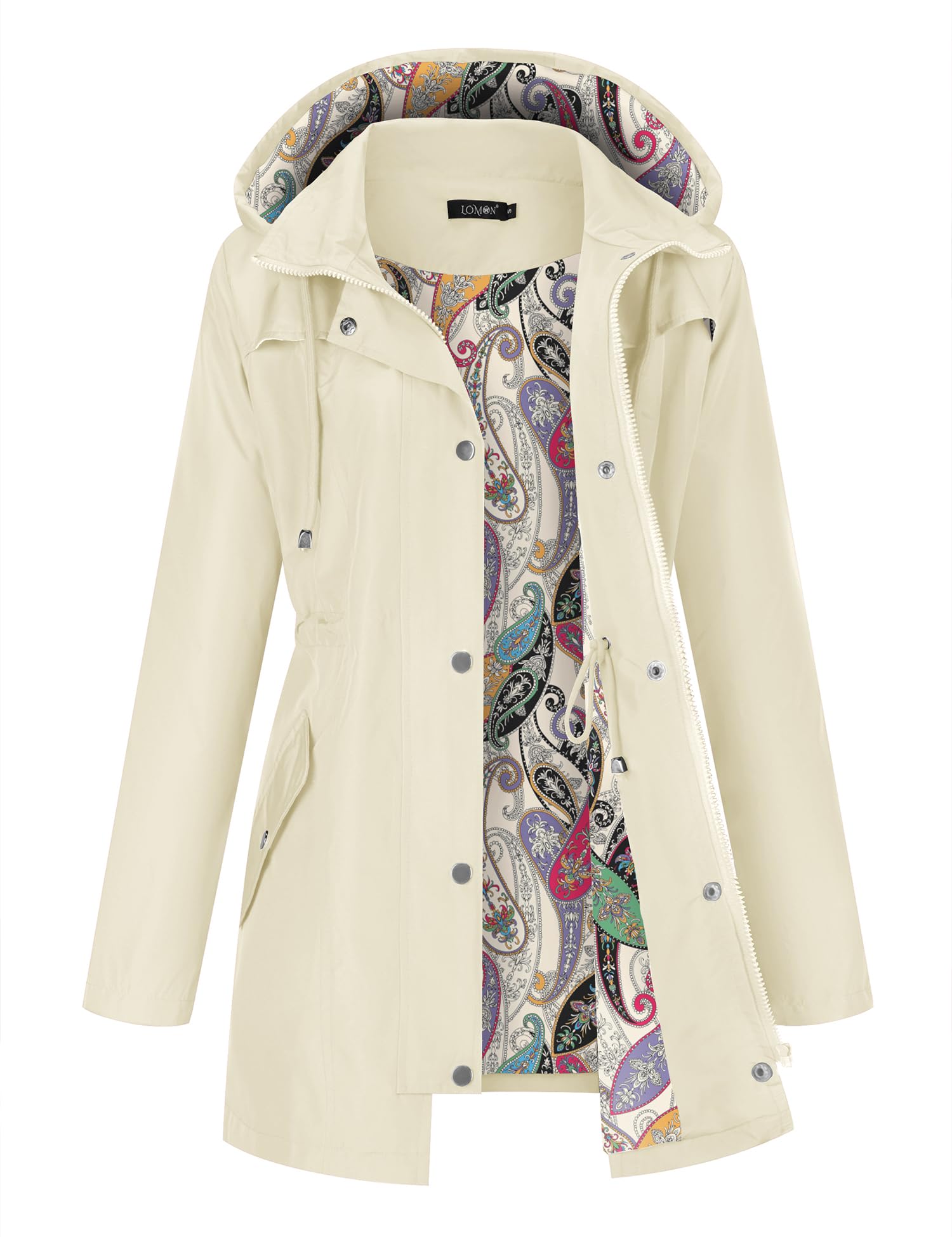 LOMON Women Waterproof Outdoor Hiking Raincoat Women Lined Rain Jacket Lightweight Hooded Jackets Trench Coats