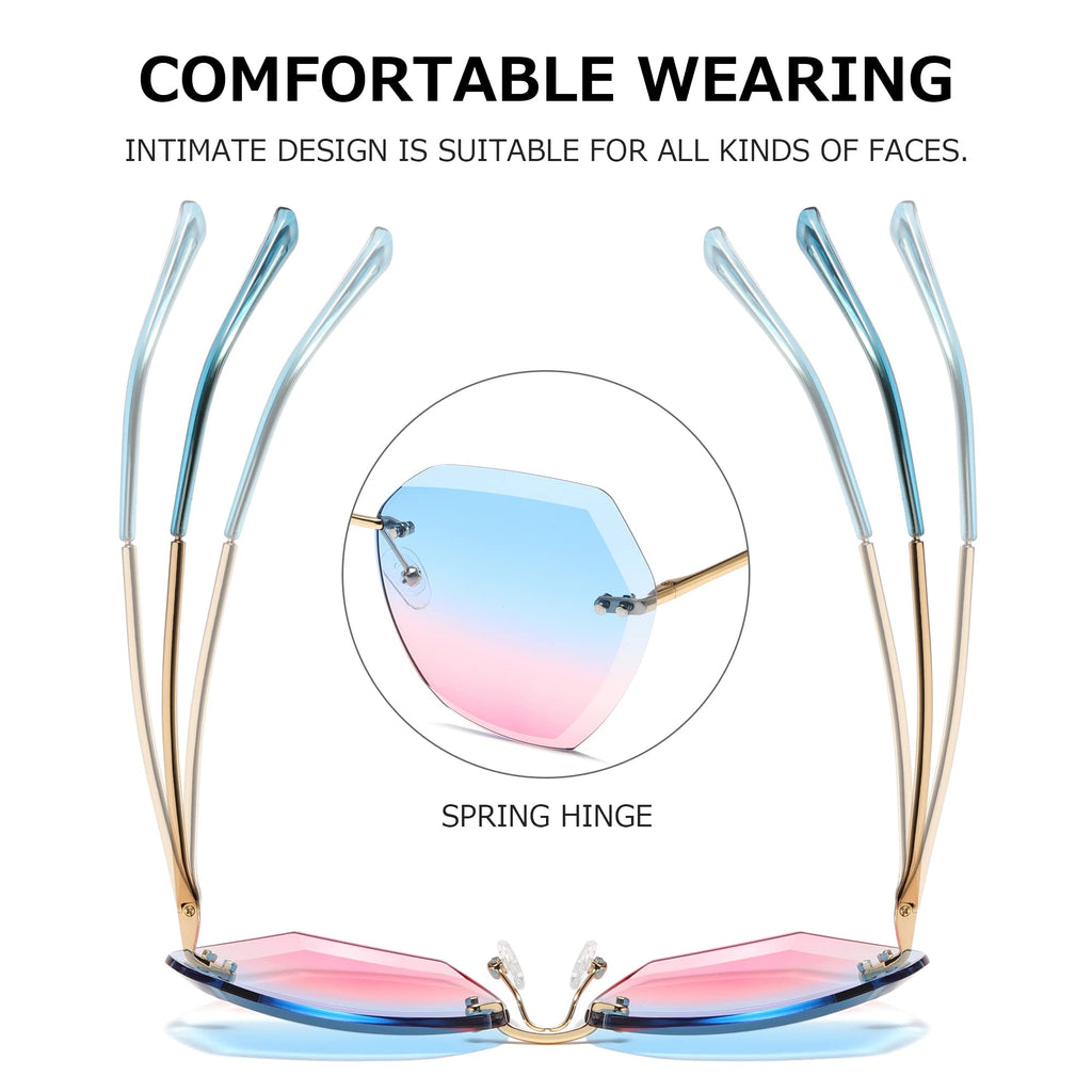 AEVOGUE Sunglasses For Women Oversized Rimless Diamond Cutting Lens Sun Glasses AE0534