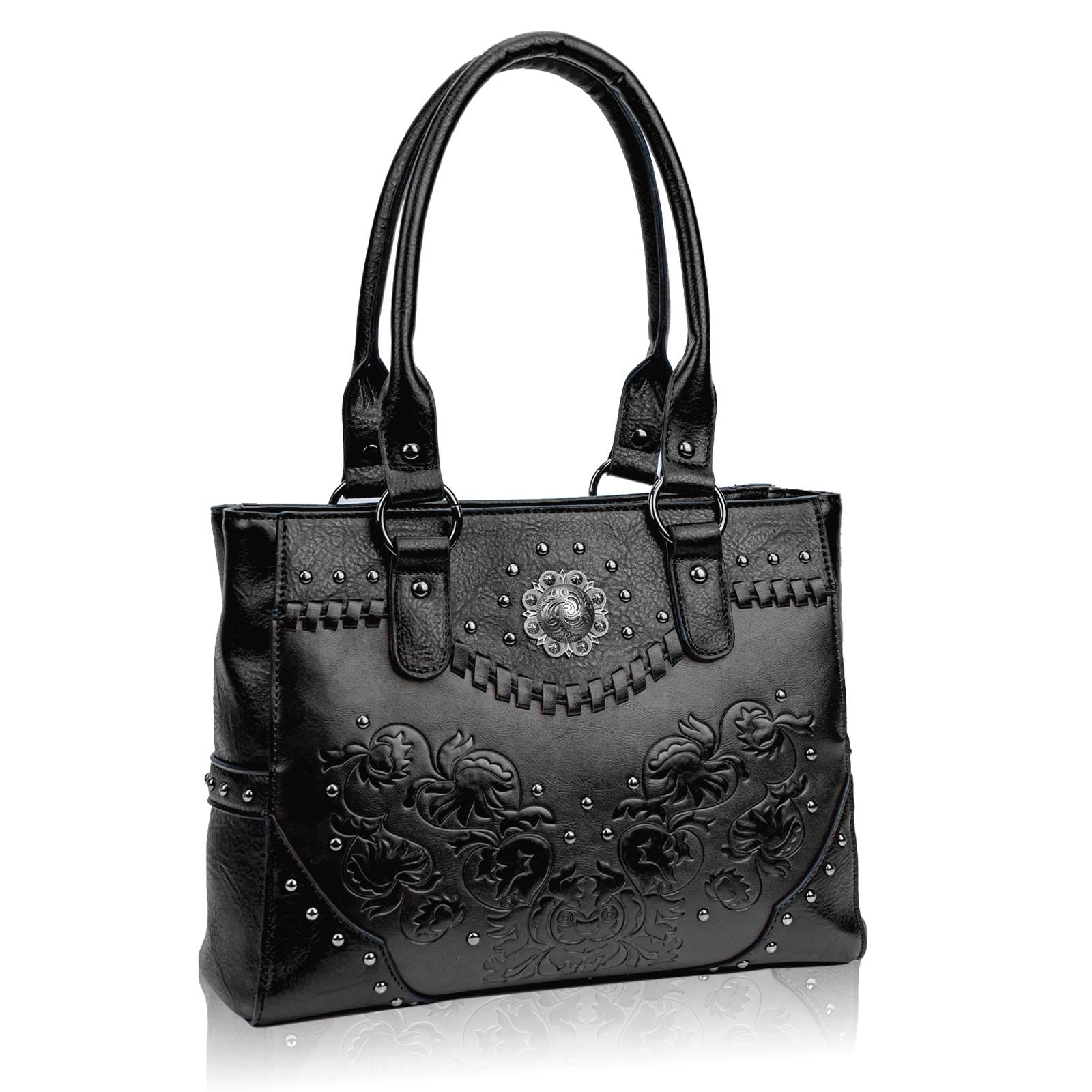 Tote Bag for Women Large Western Purse Ladies Top Handle Shoulder Handbags Vintage Embossed Concho Studs