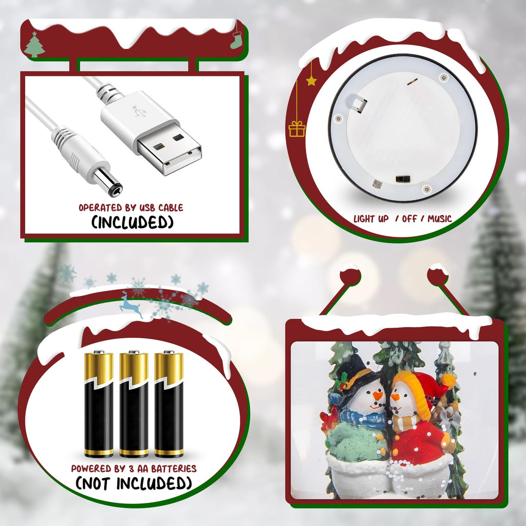 Fall Decor Snow Globe Thanksgiving Decoration Turkey Lantern Light-Up 6H Timer Halloween Pumpkin Glitter Autumn Scene Snow Globes Fall Decoration for Home