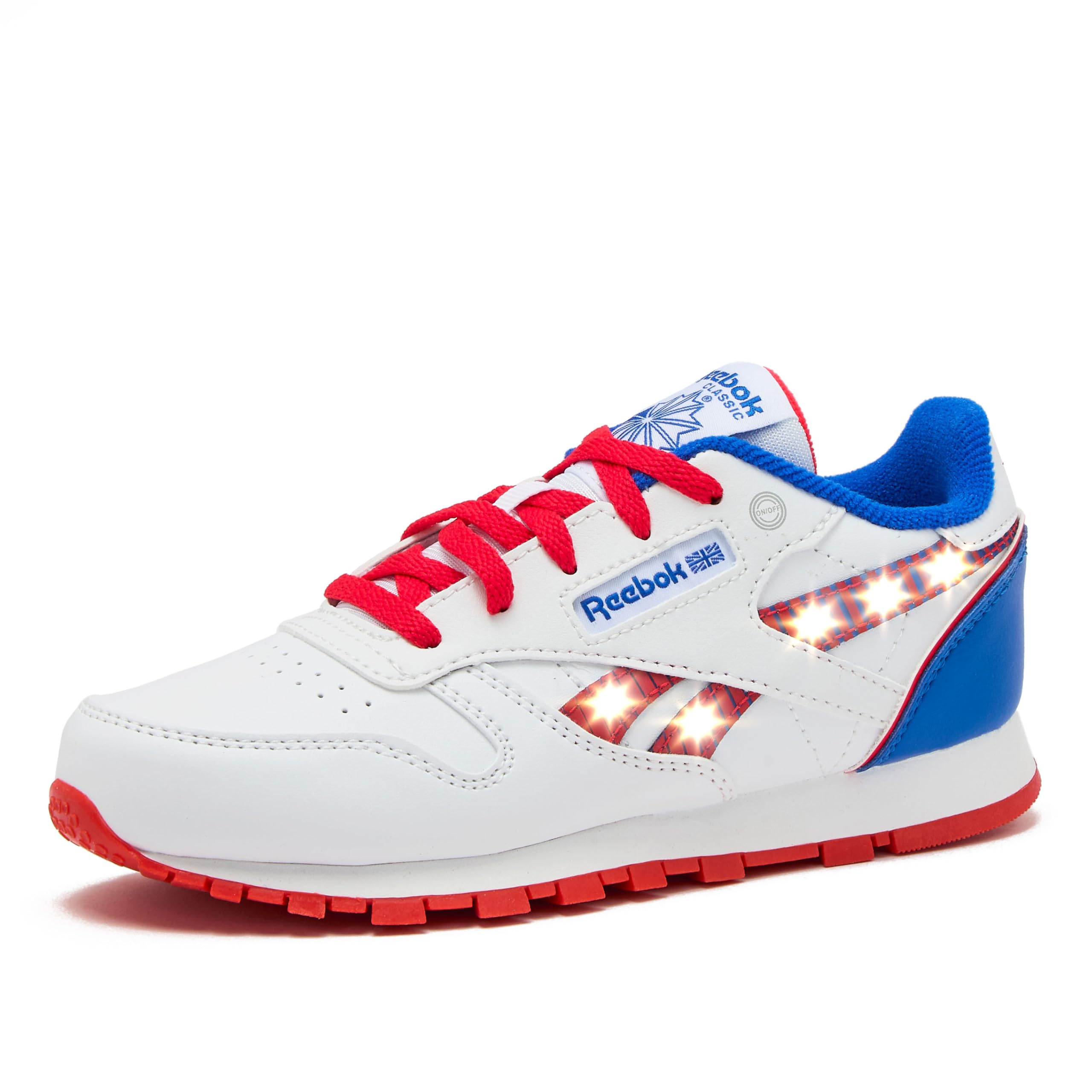 Reebok Classic Leather Step N Flash 2.0 LED Light Up Boys and Girls Sneakers, Lightweight Tennis or Athletic Shoes, Little Kids and Toddler Size 11-3