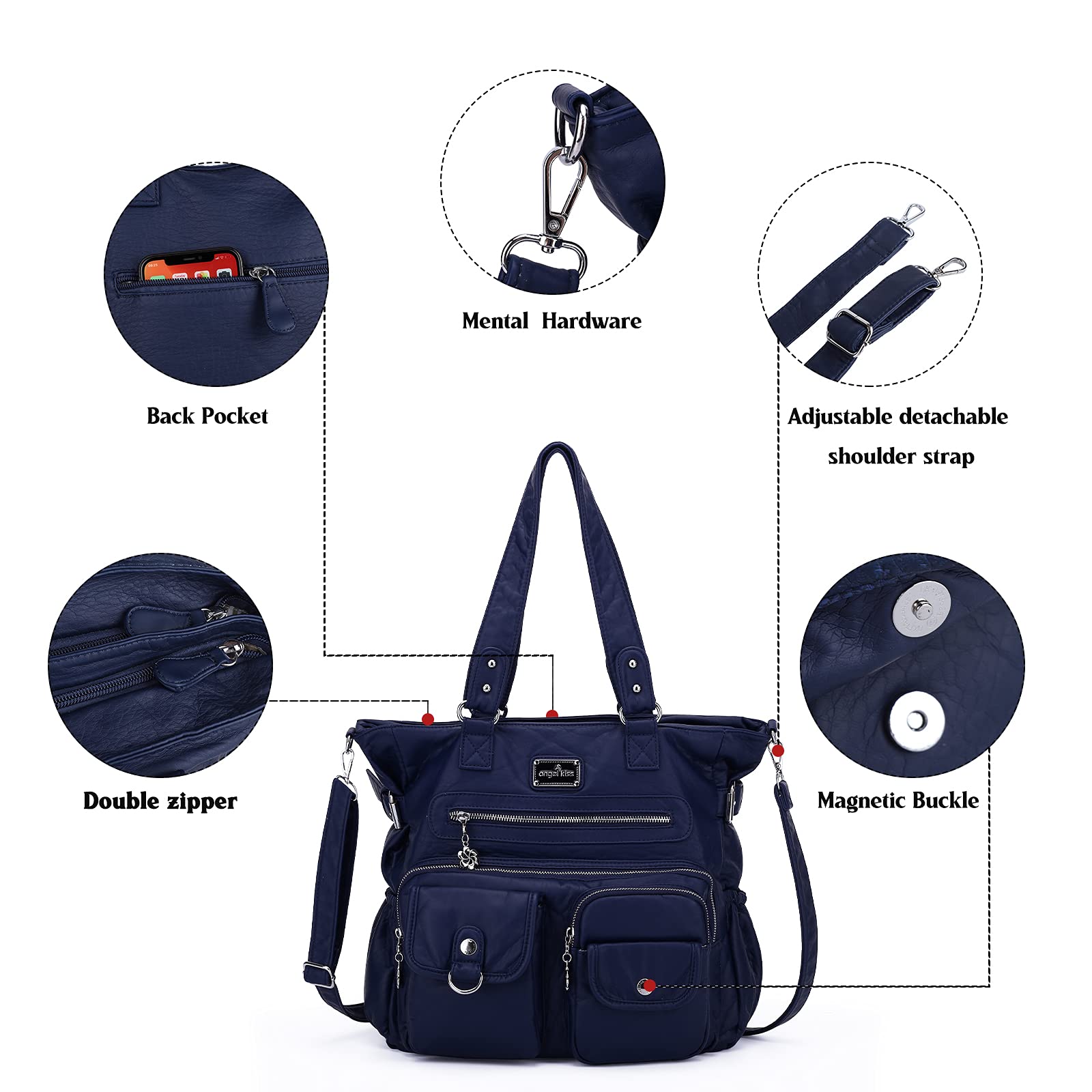 Angelkiss Purses and Handbag for Women Soft Leather Hobo Bags Satchel Shoulder Bags Ladies Tote Crossbody Bag