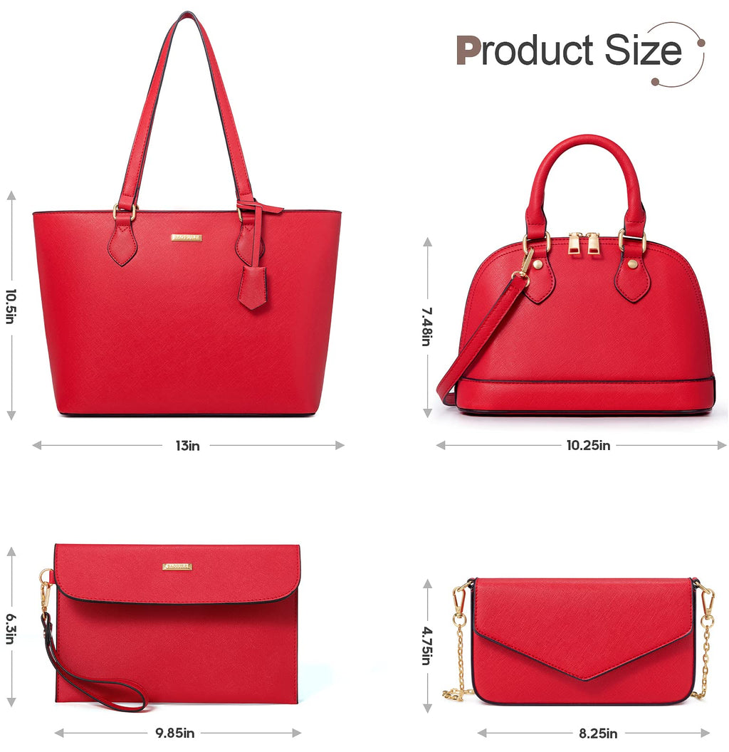 4PCS Women Fashion Handbags Purses Wallet Shoulder Bags Casual Tote Bag Crossbody Bags, Handbag Set Gift for Ladies Girls