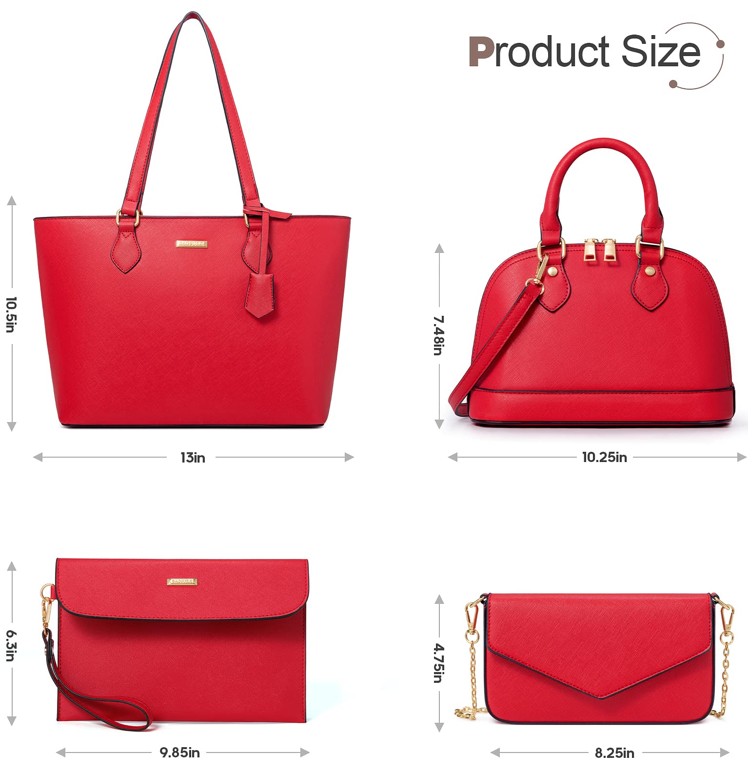 4PCS Women Fashion Handbags Purses Wallet Shoulder Bags Casual Tote Bag Crossbody Bags, Handbag Set Gift for Ladies Girls