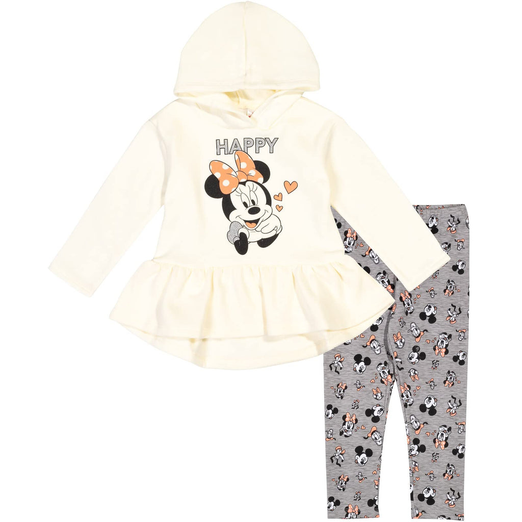 Disney Minnie Mouse Fleece Pullover Crossover Hoodie and Leggings Outfit Set Infant to Big Kid Sizes (12 Months - 14-16)