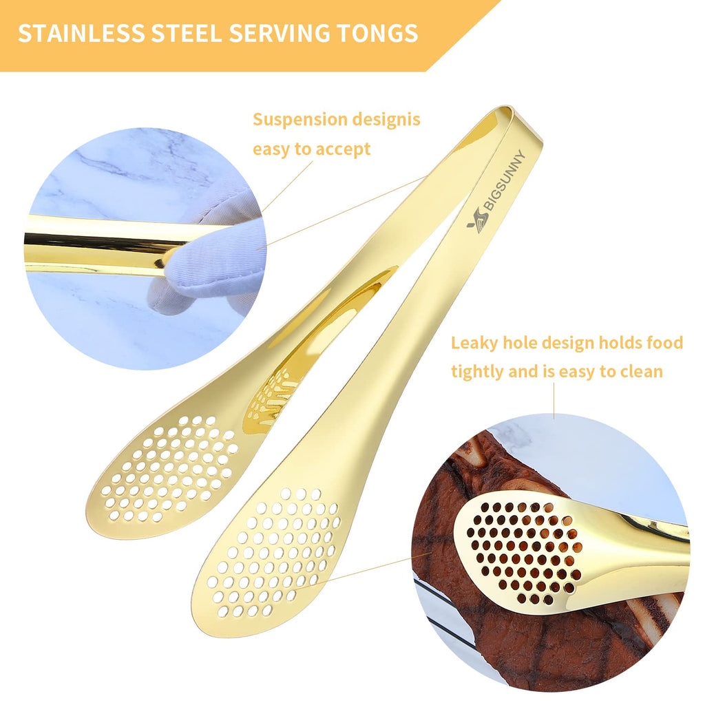 MSY BIGSUNNY 9 inch Buffet Tongs, Set of 2 Stainless Steel Food Serving Tongs