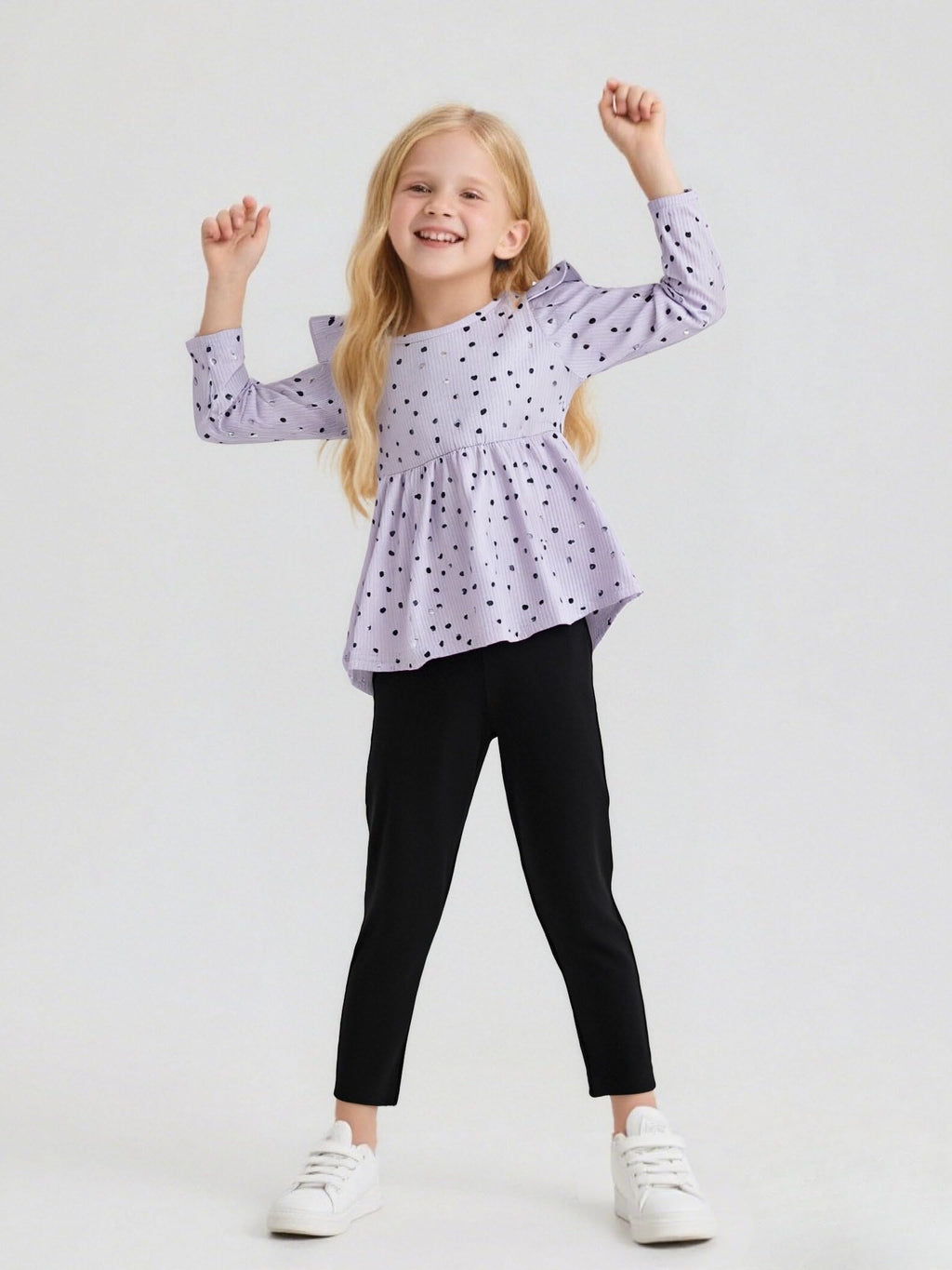 Toddler Girl Clothes Ruffle Long Sleeve Heart Print Tops and Pants 2PC Little Girl Winter Outfits Size (4-7T)