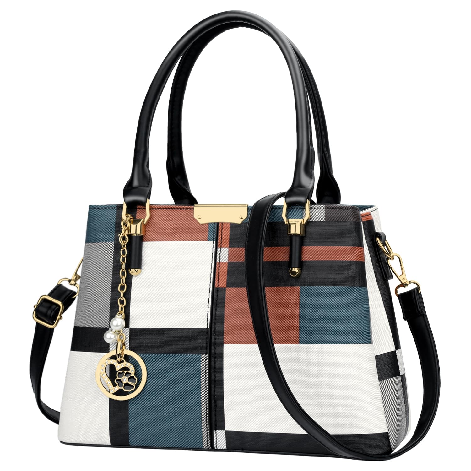 KKXIU 3 Zippered Compartments Purses and Handbags for Women Top Handle Satchel Shoulder Ladies Bags