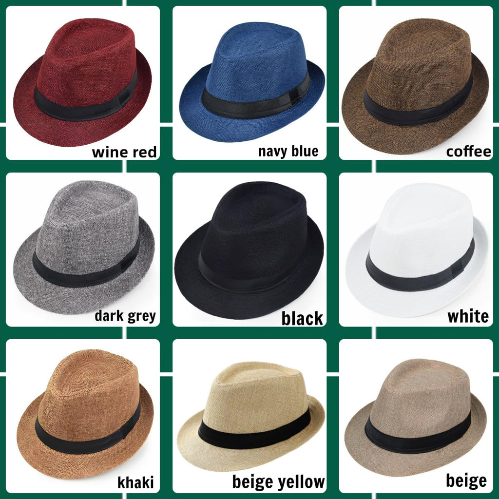 Giroir Fedora Hats for Men Women Short Brim Unisex Summer Beach Style 1920s Party Accessories