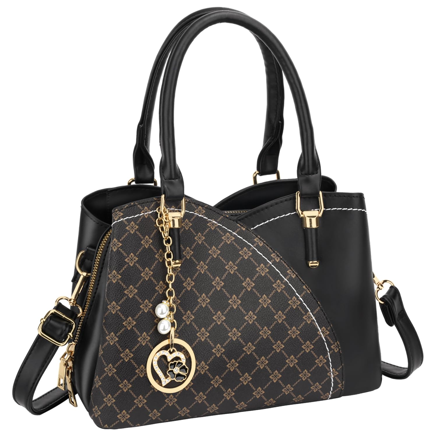 KKXIU Triple Compartments Purses and Handbags for Women Fashion Ladies Satchel Shoulder Top Handle Bag