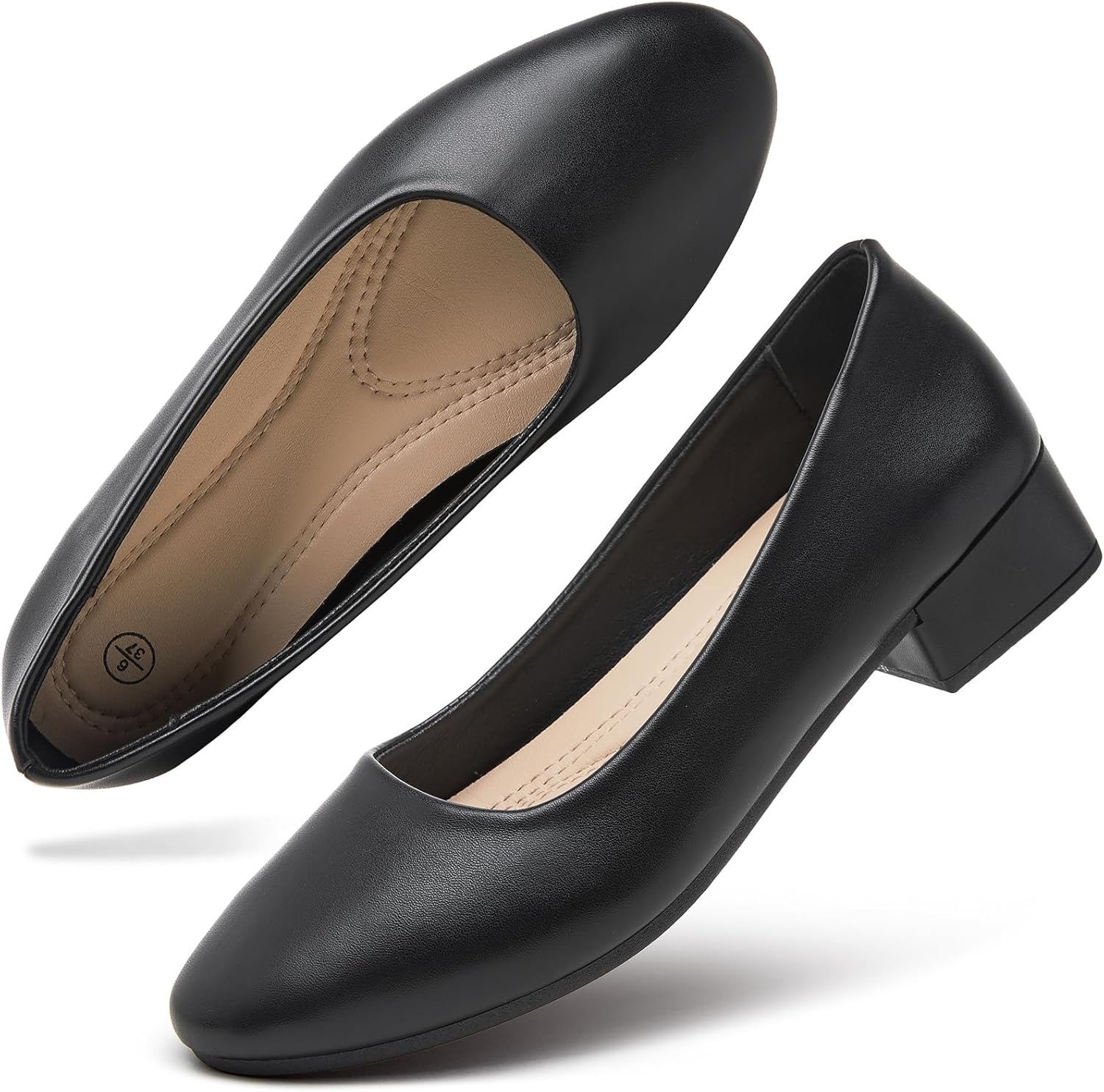 hash bubbie Women's Loafers Slip on Shoes Chunky Low Block Heels Closed Toe Pumps Shoes Office Shoes Ladies Elegant Wedding Dress Shoes