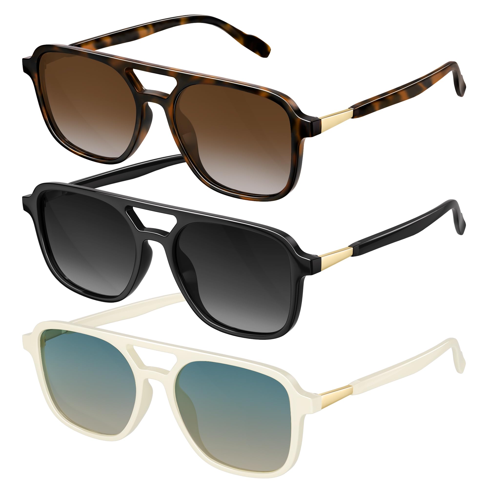 Retro Aviator Sunglasses for Women Men:Polarized Trendy Vintage 70s Rectangle Mens Womens Shades Sun Glasses