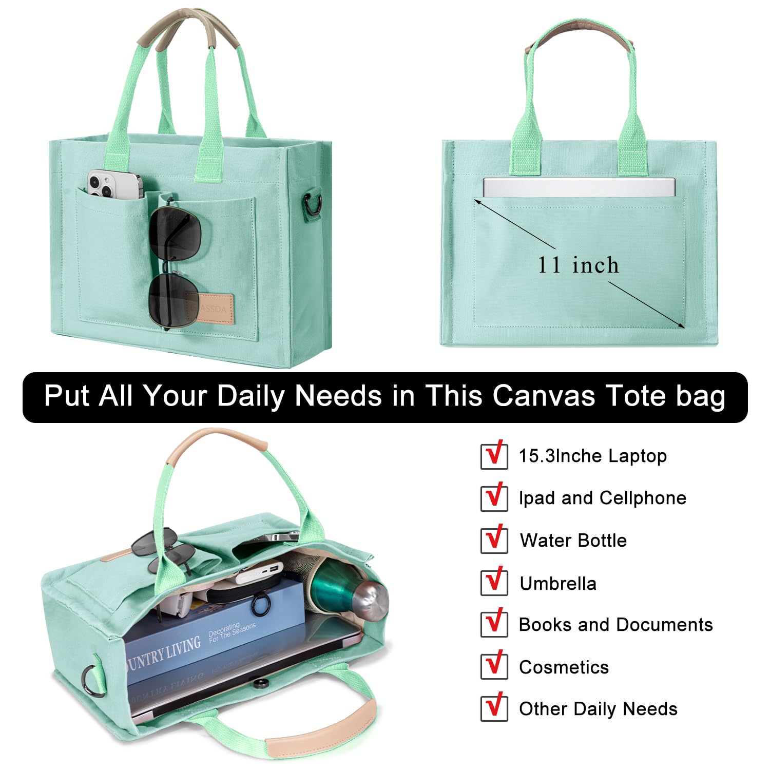 Tote Bags for Women Canvas Tote Purse Crossbody with Pockets Top Handle Shoulder Satchel Bag for Women