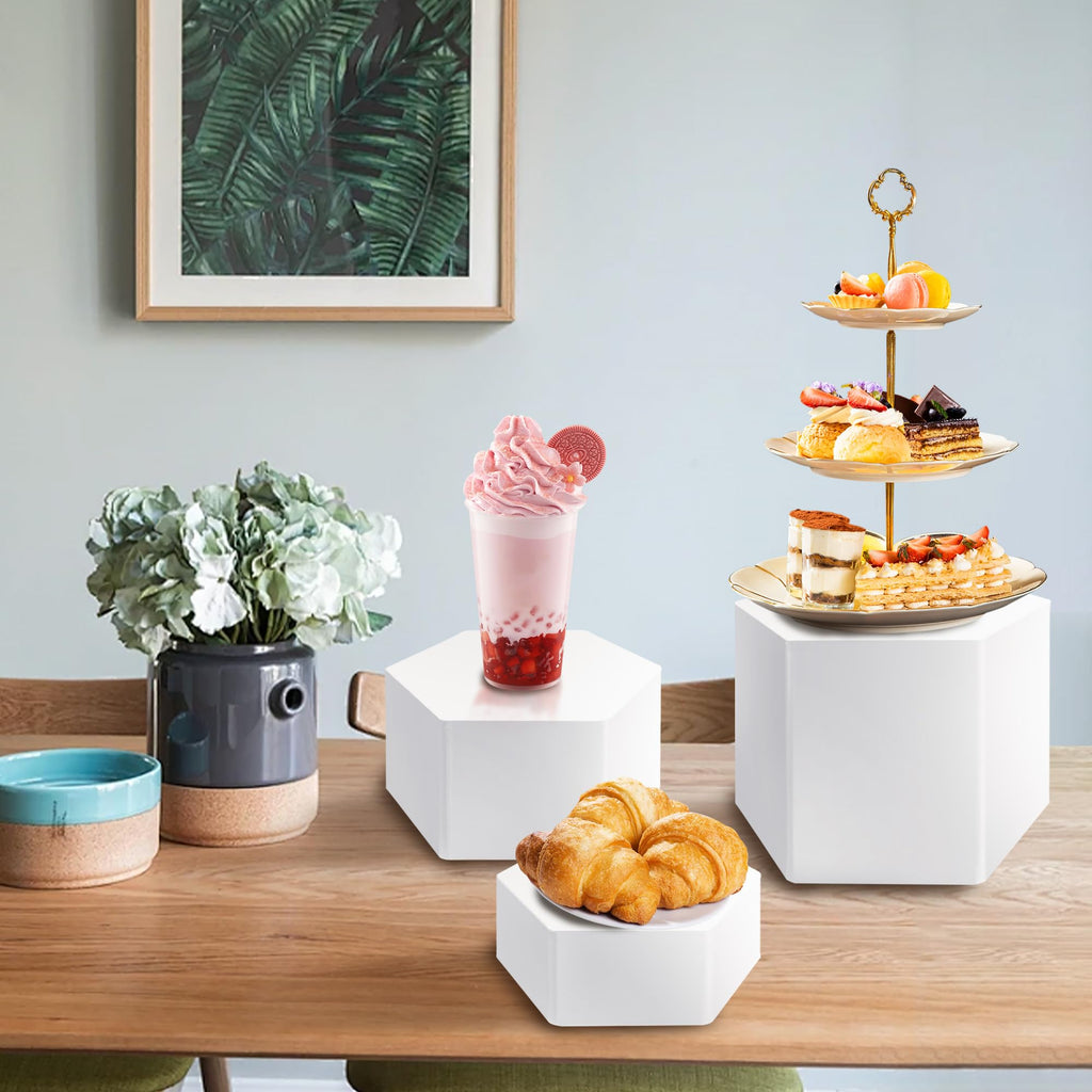 6Pcs Buffet Risers, Food Risers for Buffet Table, Acrylic Cube Display Risers with Hollow Bottom, Food Display Stand for Party Jewelry Dessert Figures (Size 5.5",6",6.5",7",7.5",8")