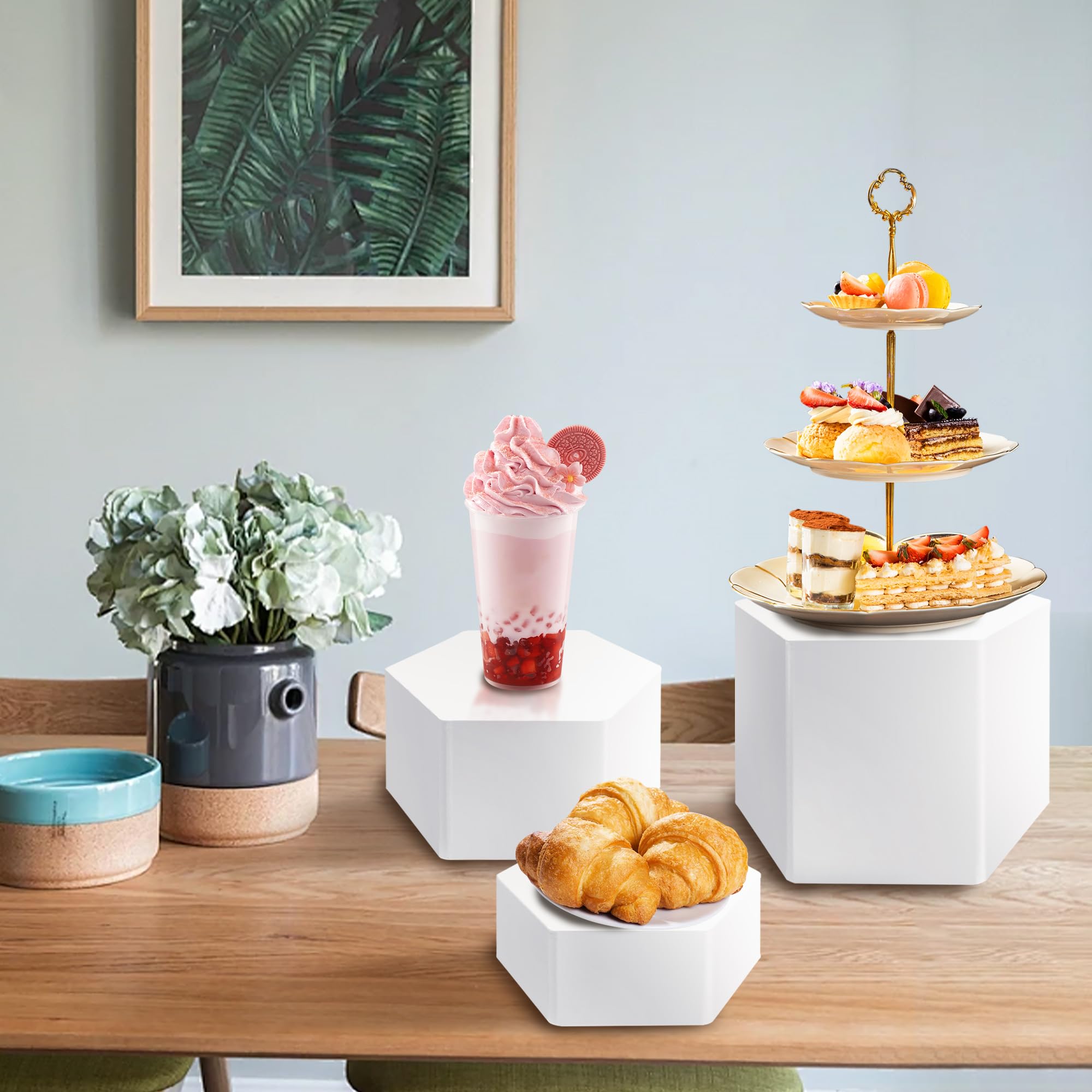 6Pcs Buffet Risers, Food Risers for Buffet Table, Acrylic Cube Display Risers with Hollow Bottom, Food Display Stand for Party Jewelry Dessert Figures (Size 5.5",6",6.5",7",7.5",8")