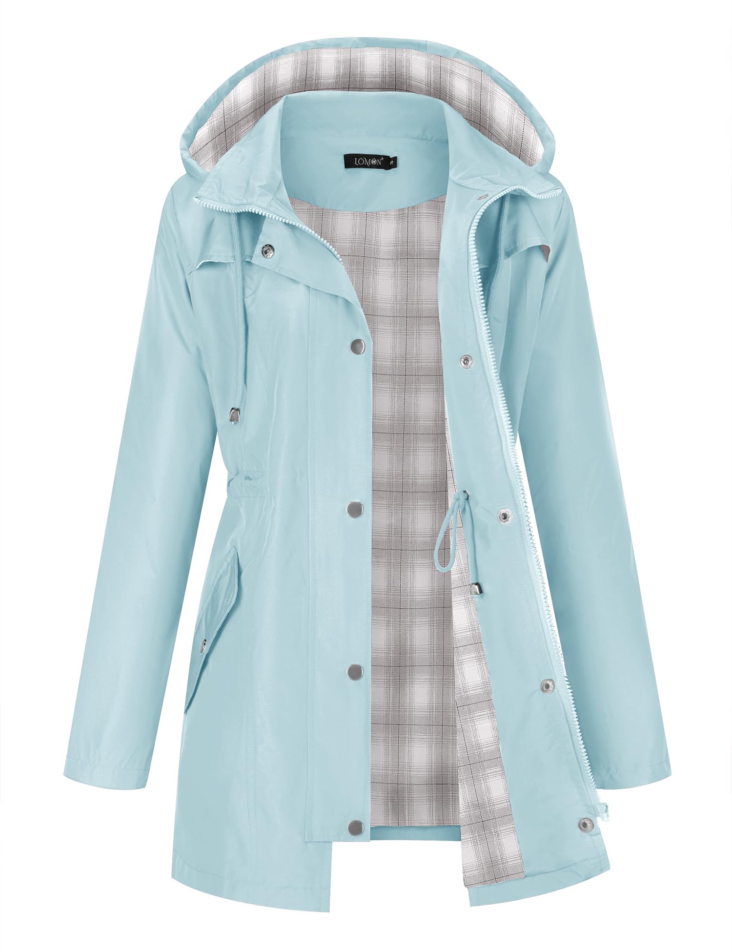 LOMON Women Waterproof Outdoor Hiking Raincoat Women Lined Rain Jacket Lightweight Hooded Jackets Trench Coats