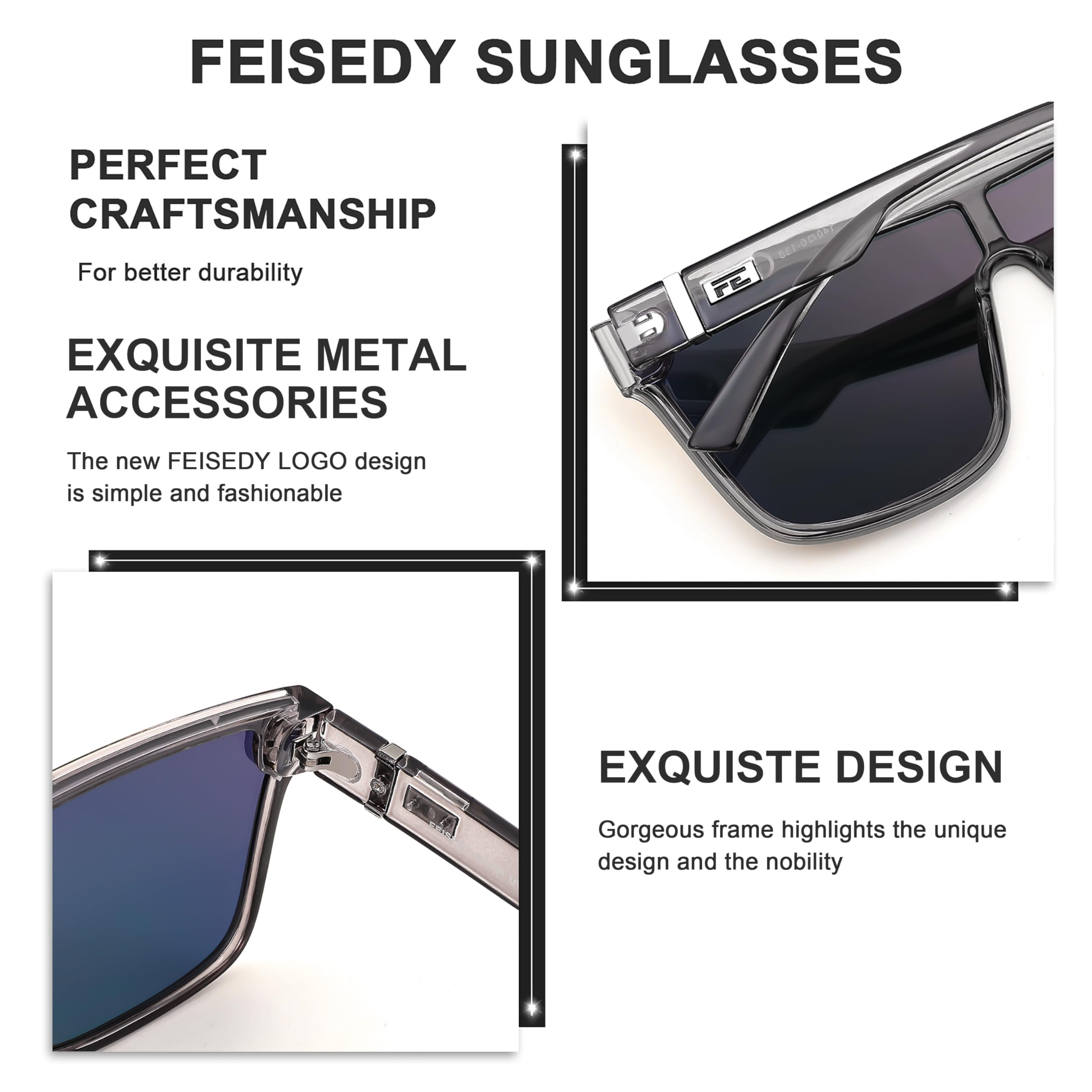 FEISEDY Sunglasses for Women Men, Fashion Mirrored Single Lens, Driving Beach Sunnies UV400 Shades B2996