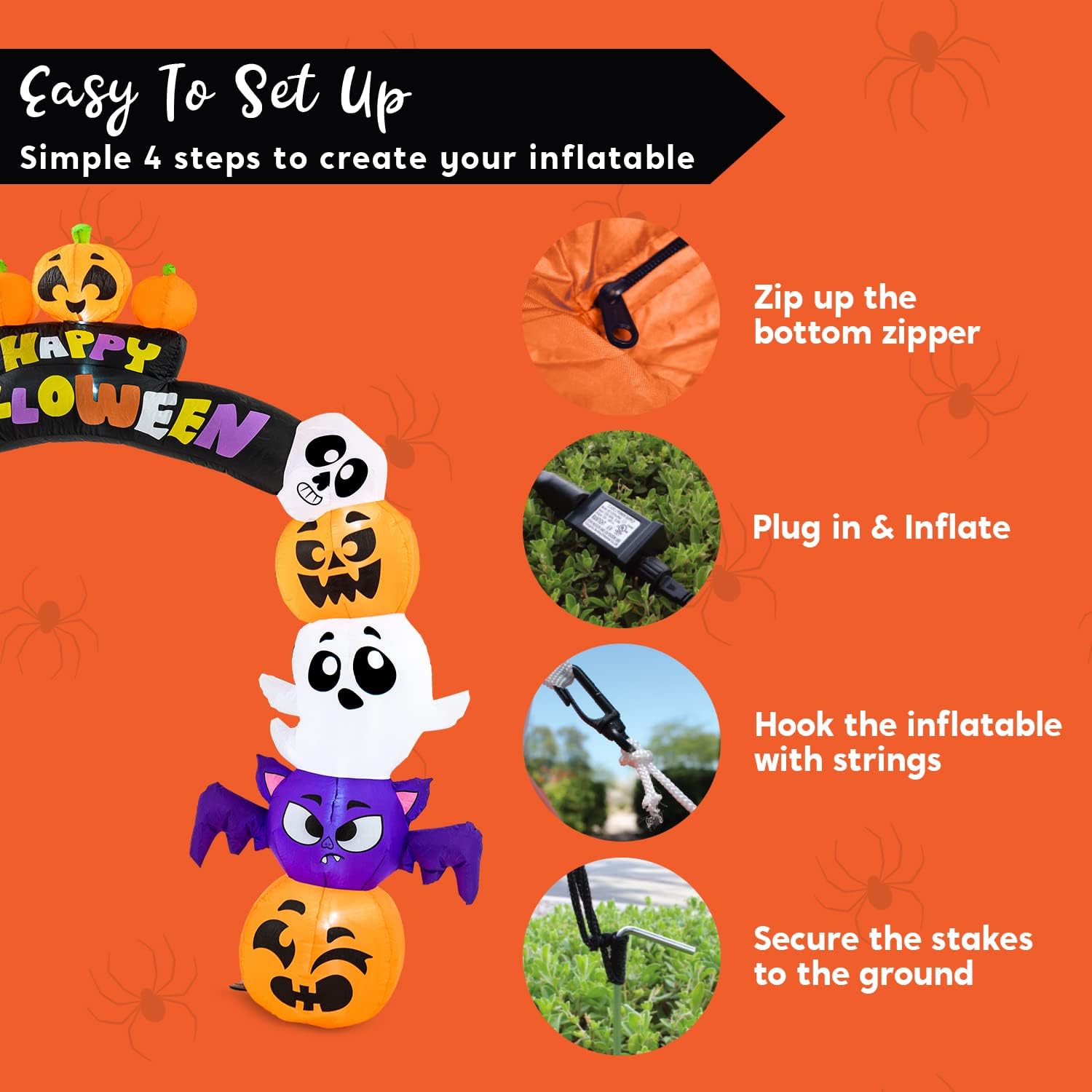 Joiedomi 8 FT Cute Halloween Inflatables Pumpkin Archway Outdoor Decoration, Archway Halloween Blow Up for Yard with Build-in LED Lights, Inflatable Arch Yard Outside Pumpkin Decor for Party, Garden