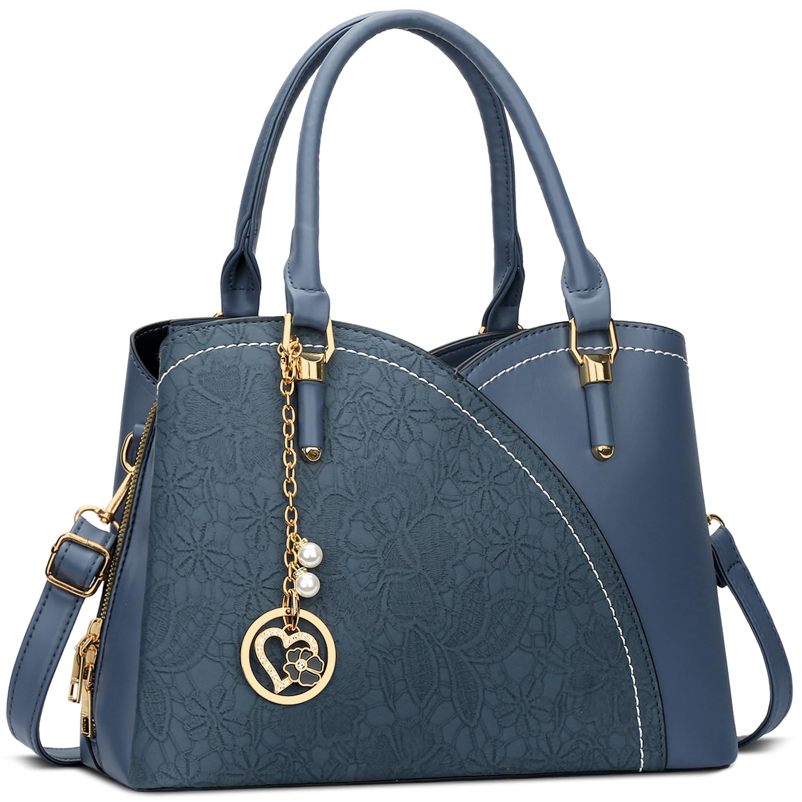 KKXIU Triple Compartments Purses and Handbags for Women Fashion Ladies Satchel Shoulder Top Handle Bag