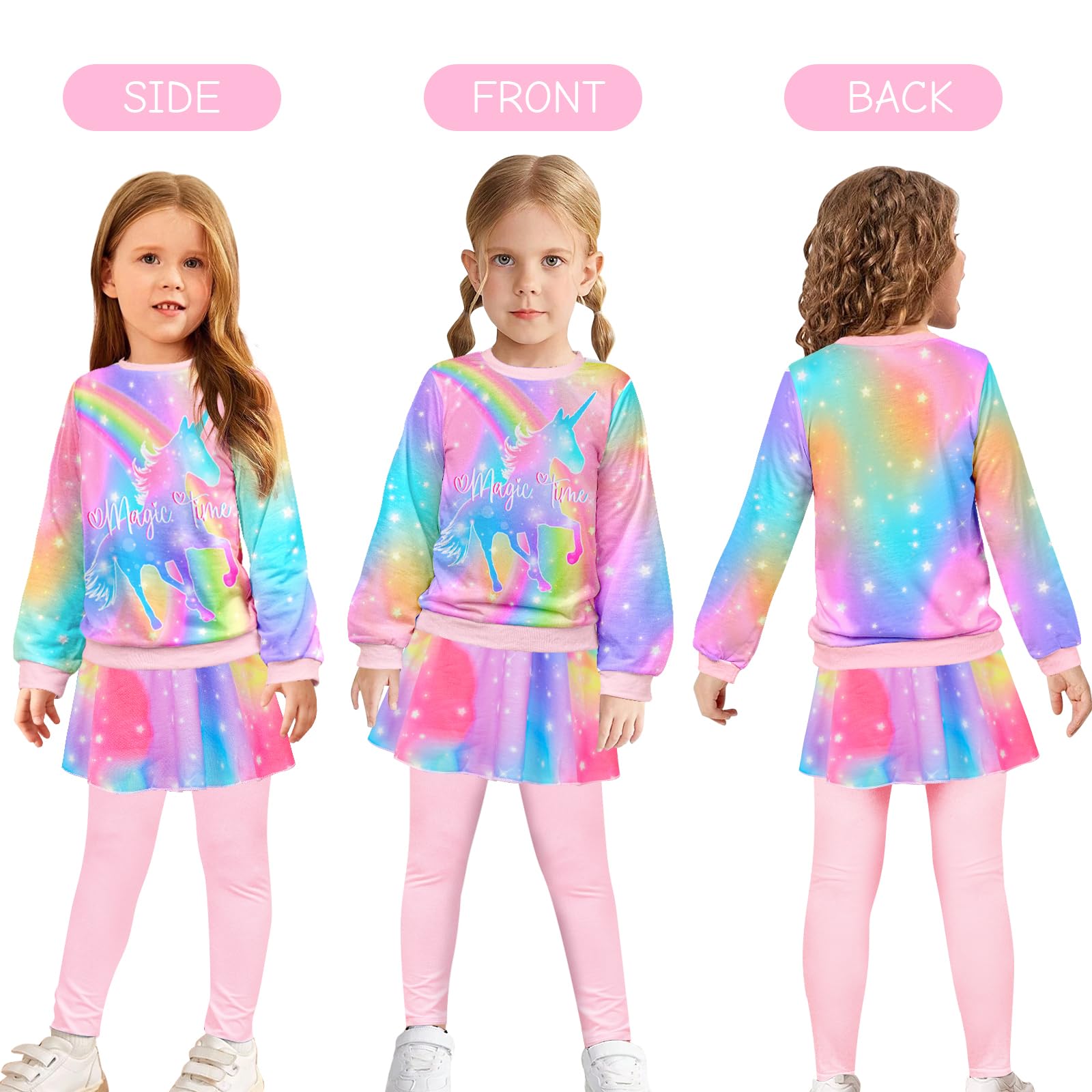 Toddler Kid Girl Clothing Set Outfit Long Sleeve Top, Unicorn Print Pantskirts Fall Winter Outfit Set