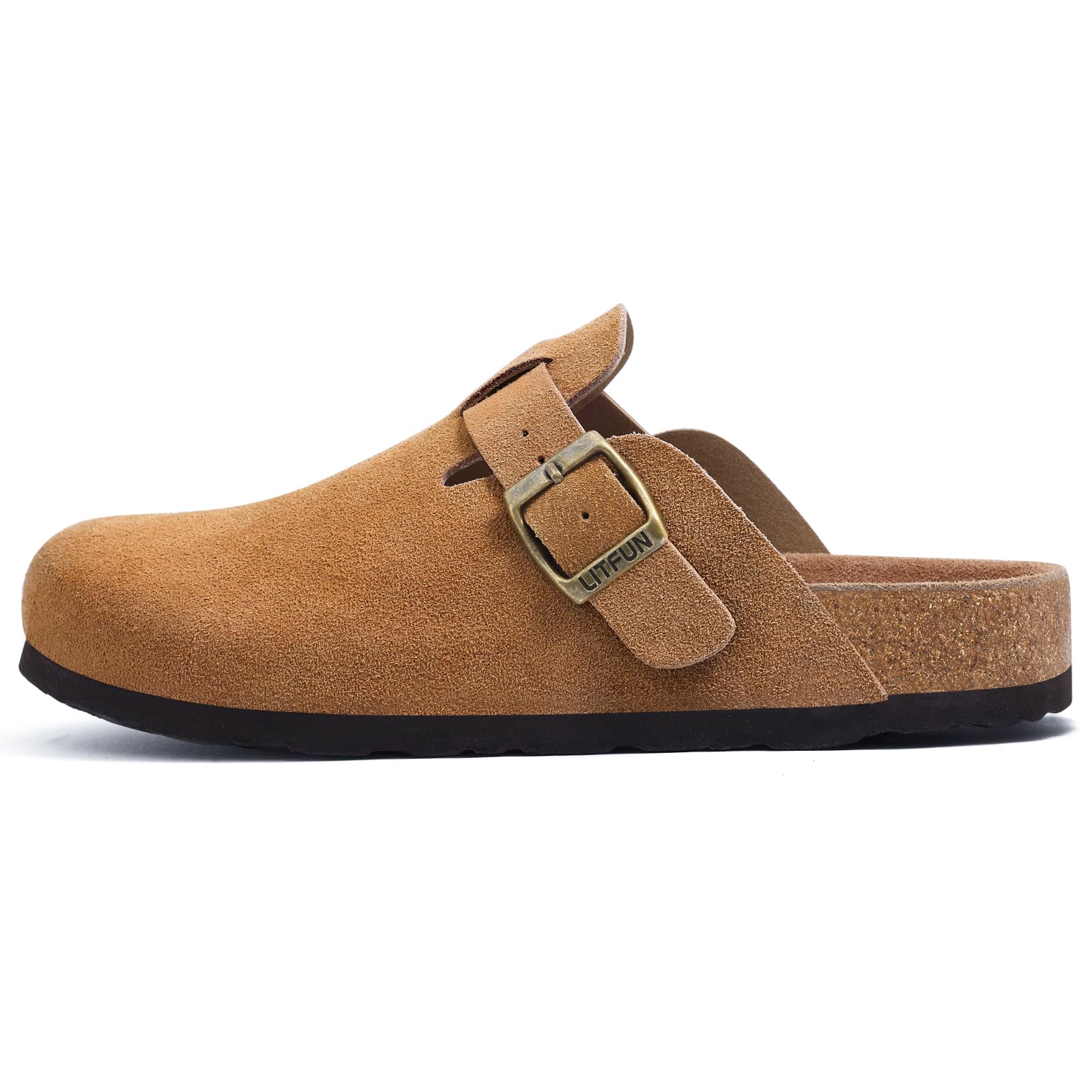 Litfun Women's Genuine Suede Clogs Soft Footbed Leather Potato Shoes Comfort Slip On Clogs with Arch Support