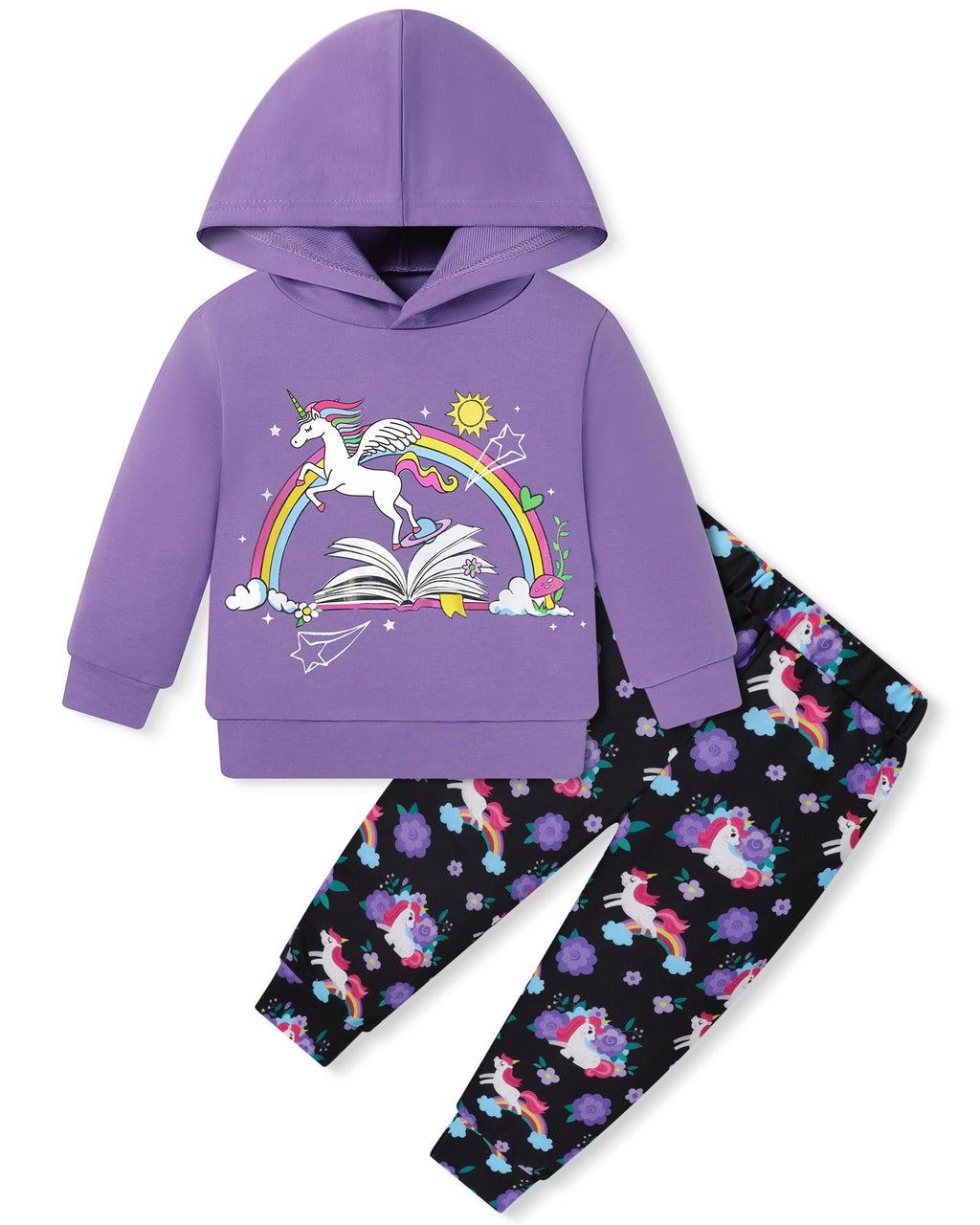 Coco&RARA Toddler Girls Clothes Baby Hoodie Sweatshirt Flower Sweatpants Outfits 2pcs Fall Winter Tracksuit Set 18M-6T