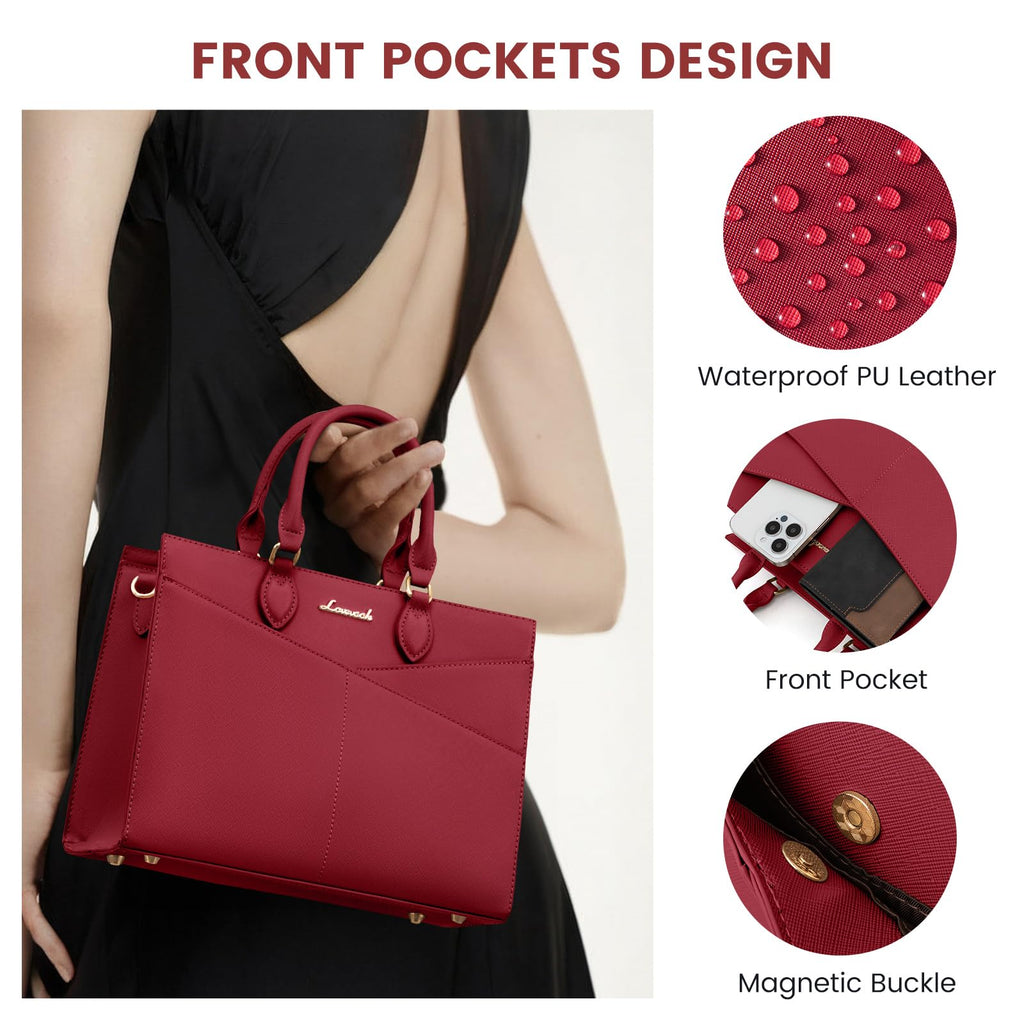 LOVEVOOK Purses for Women,Satchel Handbags Tote Bag, Black Pu Leather Shoulder Crossbody Top Handle Purse with Zipper