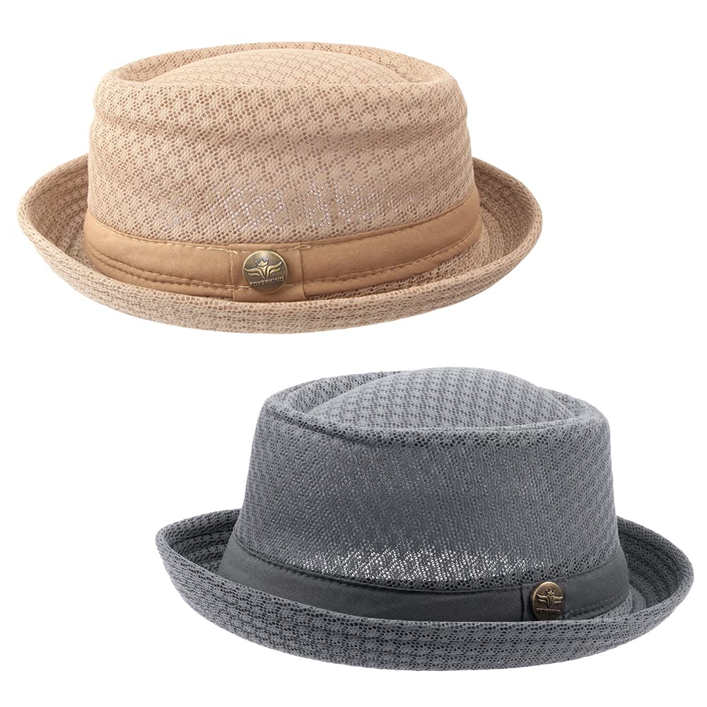 2/6 Pc Summer Mesh Pork Pie Hat 1920S Costume Party Cap for Men Women Unisex