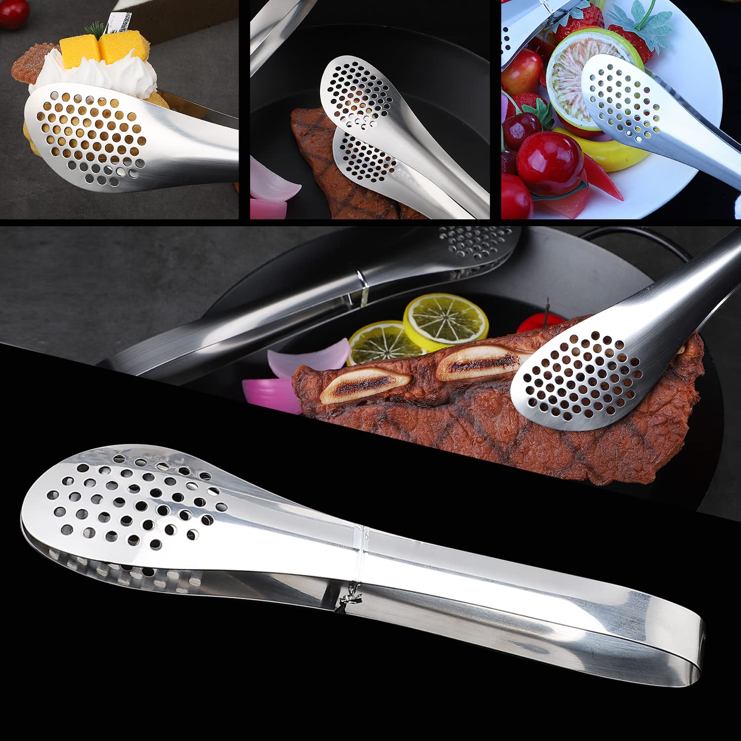 MSY BIGSUNNY 9 inch Buffet Tongs, Set of 2 Stainless Steel Food Serving Tongs