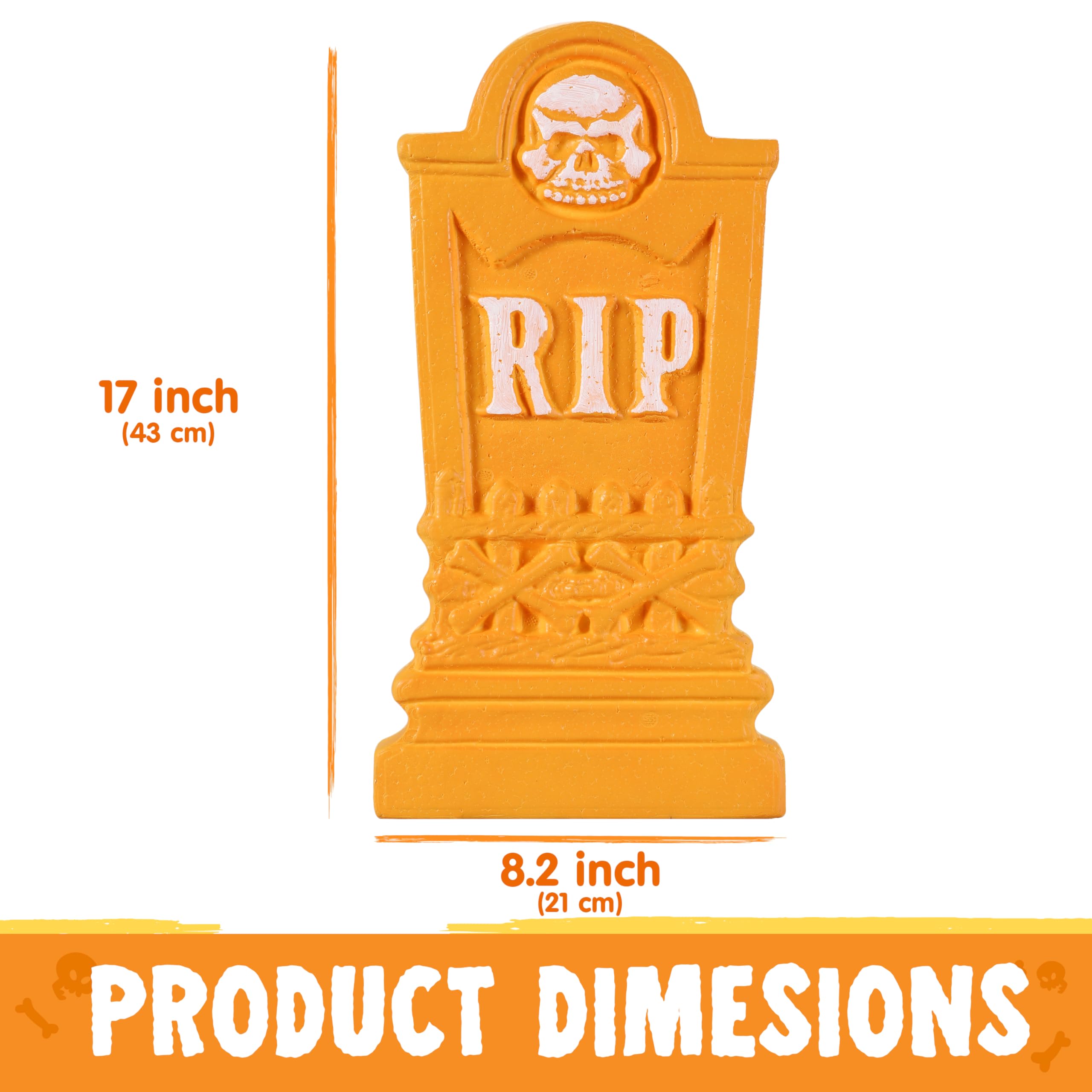 JOYIN 17” Halloween Foam RIP Graveyard Tombstones (5 Pack), Halloween Tombstones Outdoor Decorations for Graves Decorations with 12 Metal Stakes for Cemetery Yard Lawn Party Decor