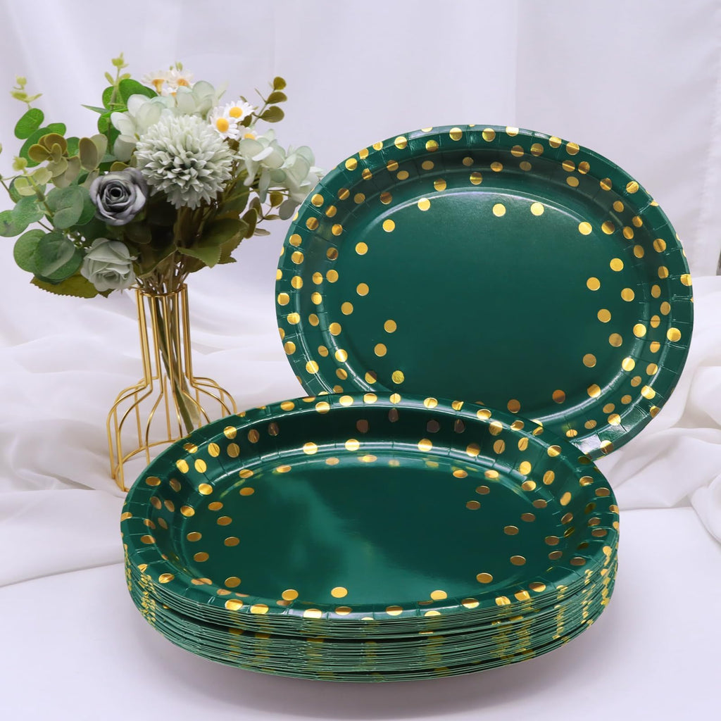 50 Pack Oval Thanksgiving Plates 12 x 10 Inch Thanksgiving Paper Plates Heavy Duty - Large Disposable Dinner Platters,Turkey Pumpkin Autumn Fall Harvest Thanksgiving Party Decor