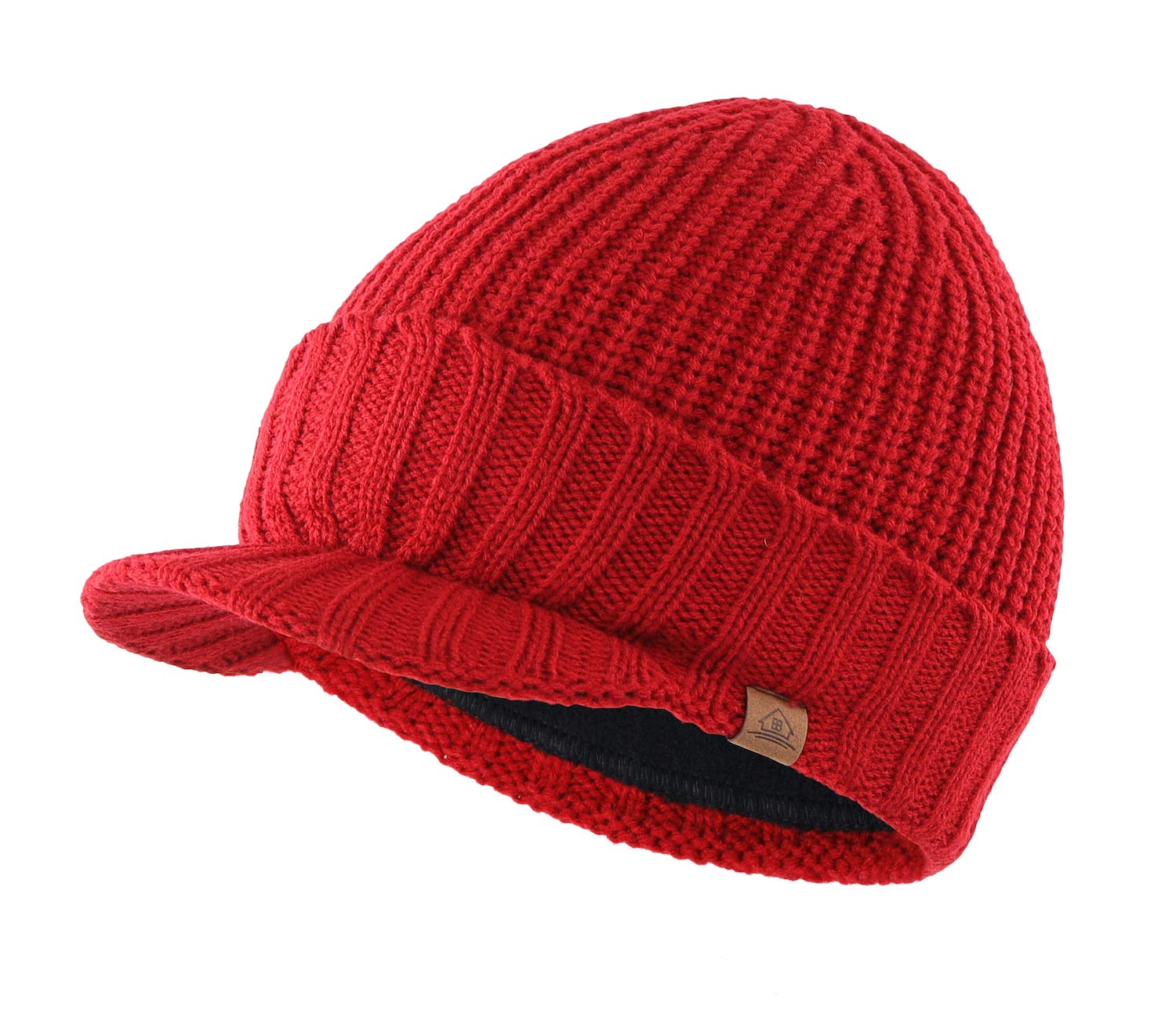 Home Prefer Men's Winter Hat Thick Knit Beanie Cap with Visor Newsboy Beanie Hat