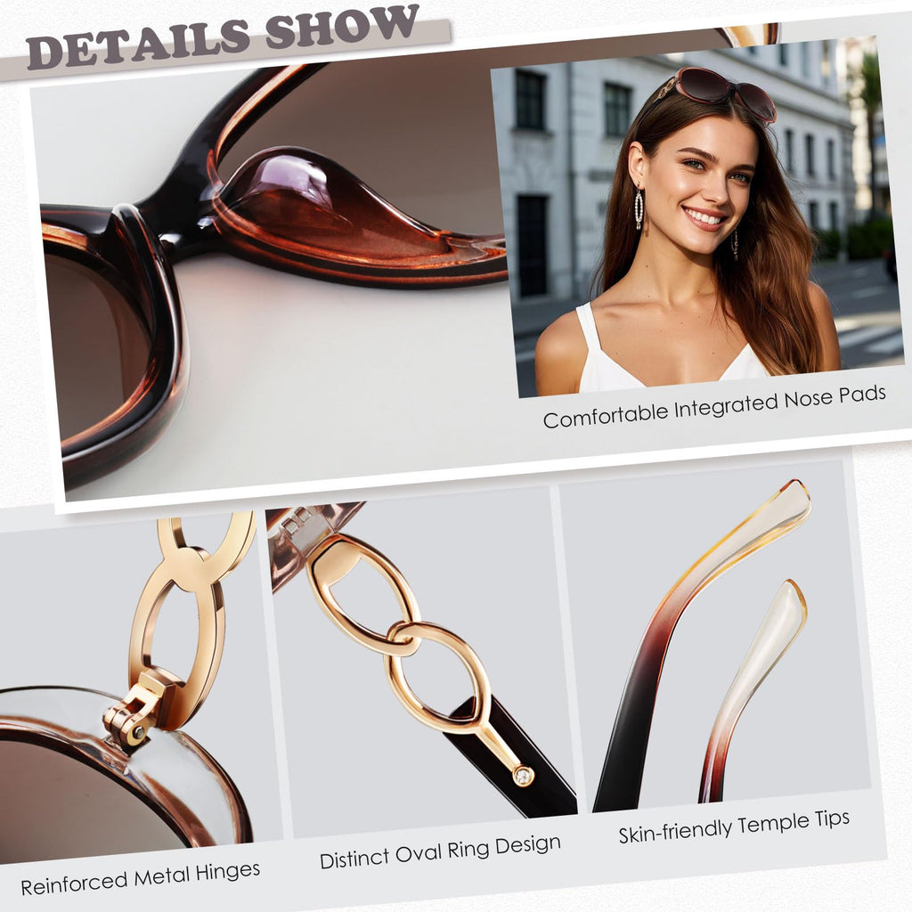 Sunier Sunglasses Womens Polarized Trendy Oversized Sun Glasses Fashion Ladies Shades 100% UV400 Protection S85