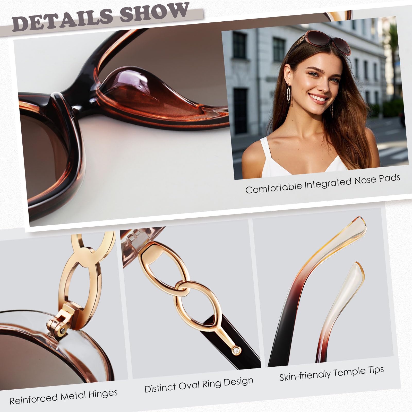 Sunier Sunglasses Womens Polarized Trendy Oversized Sun Glasses Fashion Ladies Shades 100% UV400 Protection S85