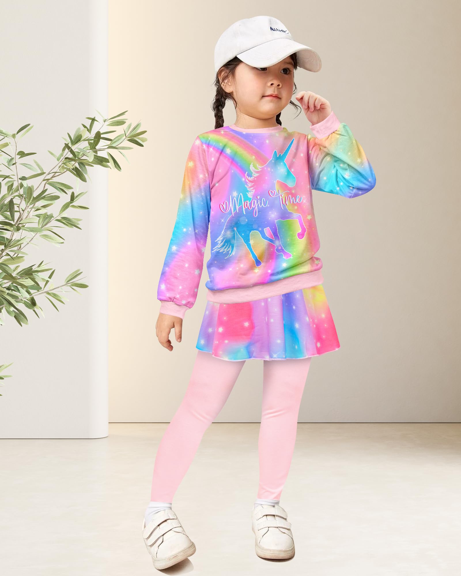 Toddler Kid Girl Clothing Set Outfit Long Sleeve Top, Unicorn Print Pantskirts Fall Winter Outfit Set