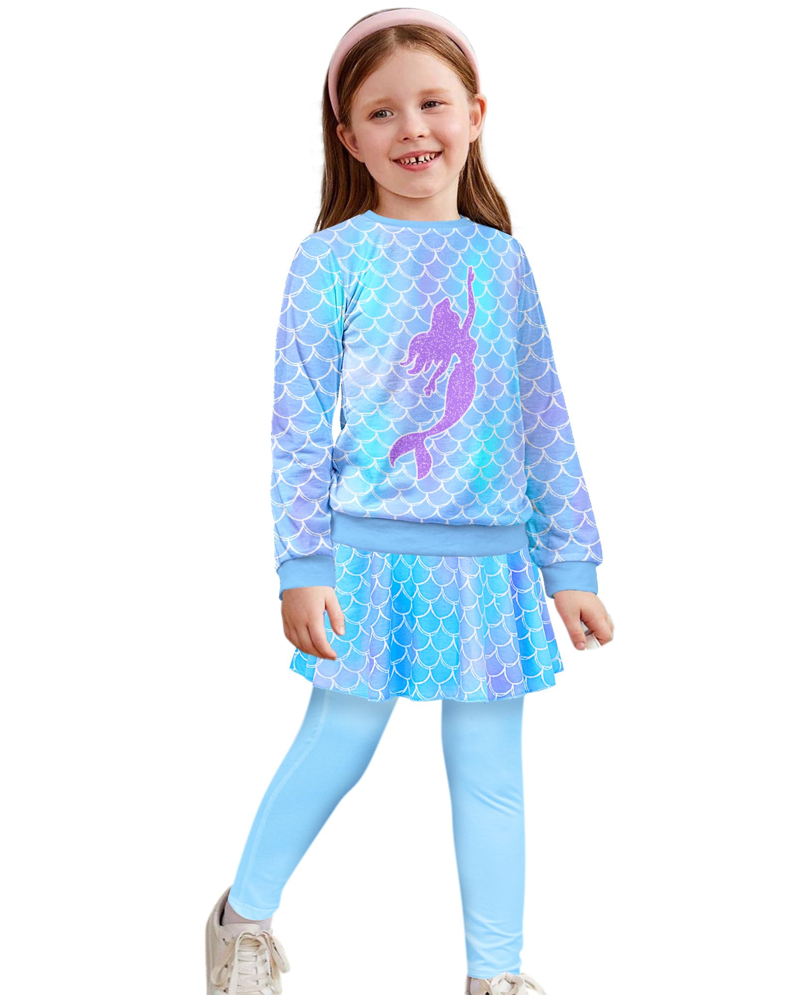 Toddler Kid Girl Clothing Set Outfit Long Sleeve Top, Unicorn Print Pantskirts Fall Winter Outfit Set