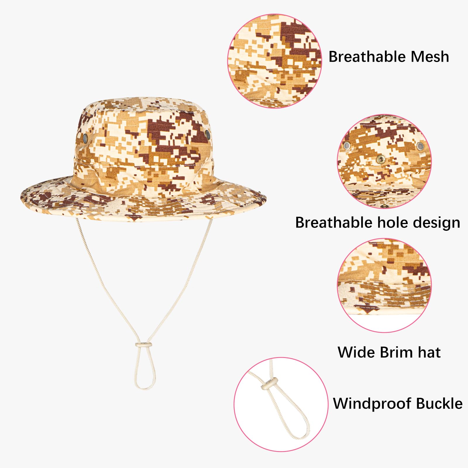 Sun Hats for Men Women Boonie Hat Foldable Fishing Hat UPF 50+ Bucket Hat for Fishing Hiking Garden Safari Beach