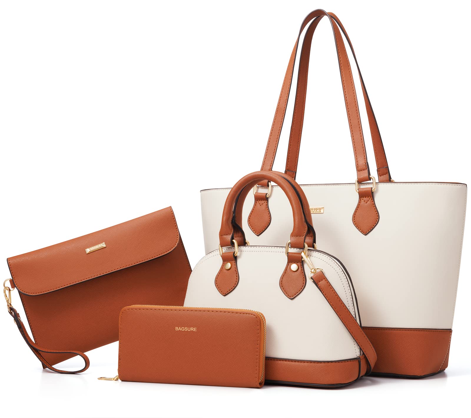 4PCS Women Fashion Handbags Purses Wallet Shoulder Bags Casual Tote Bag Crossbody Bags, Handbag Set Gift for Ladies Girls