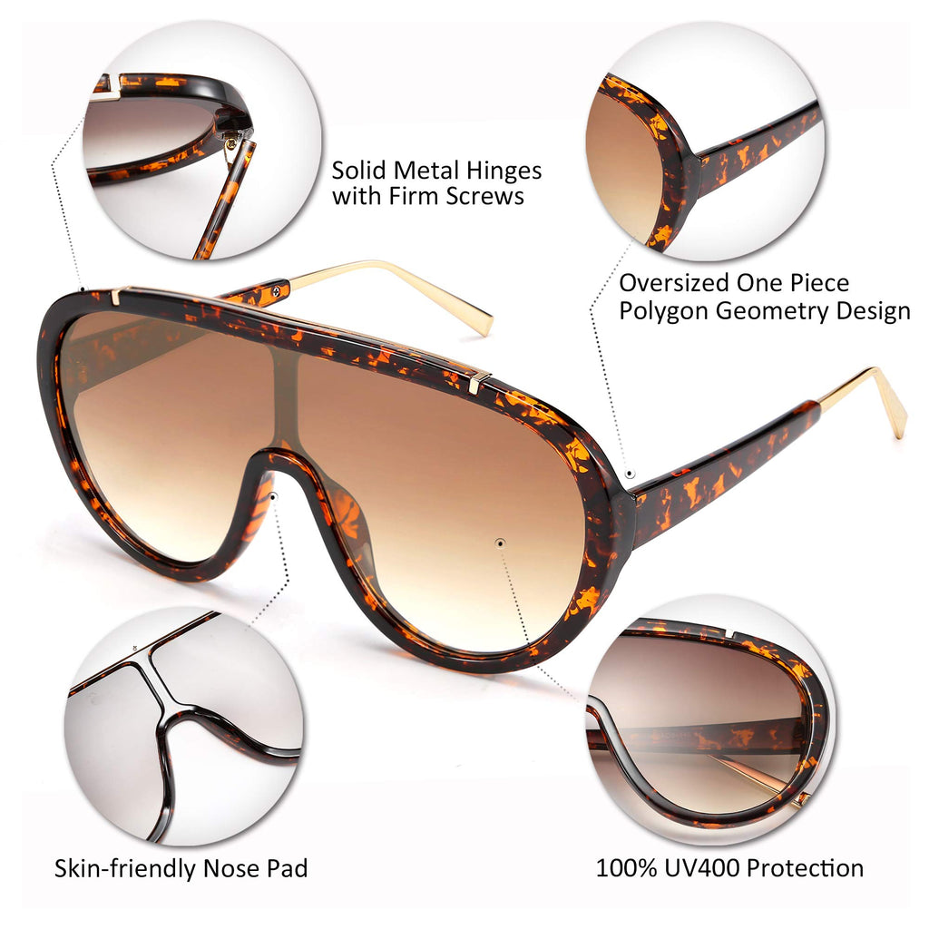 FEISEDY Sunglasses Women Oversized One Piece Frame UV400 Sun Glasses Trendy Retro Shades B2580