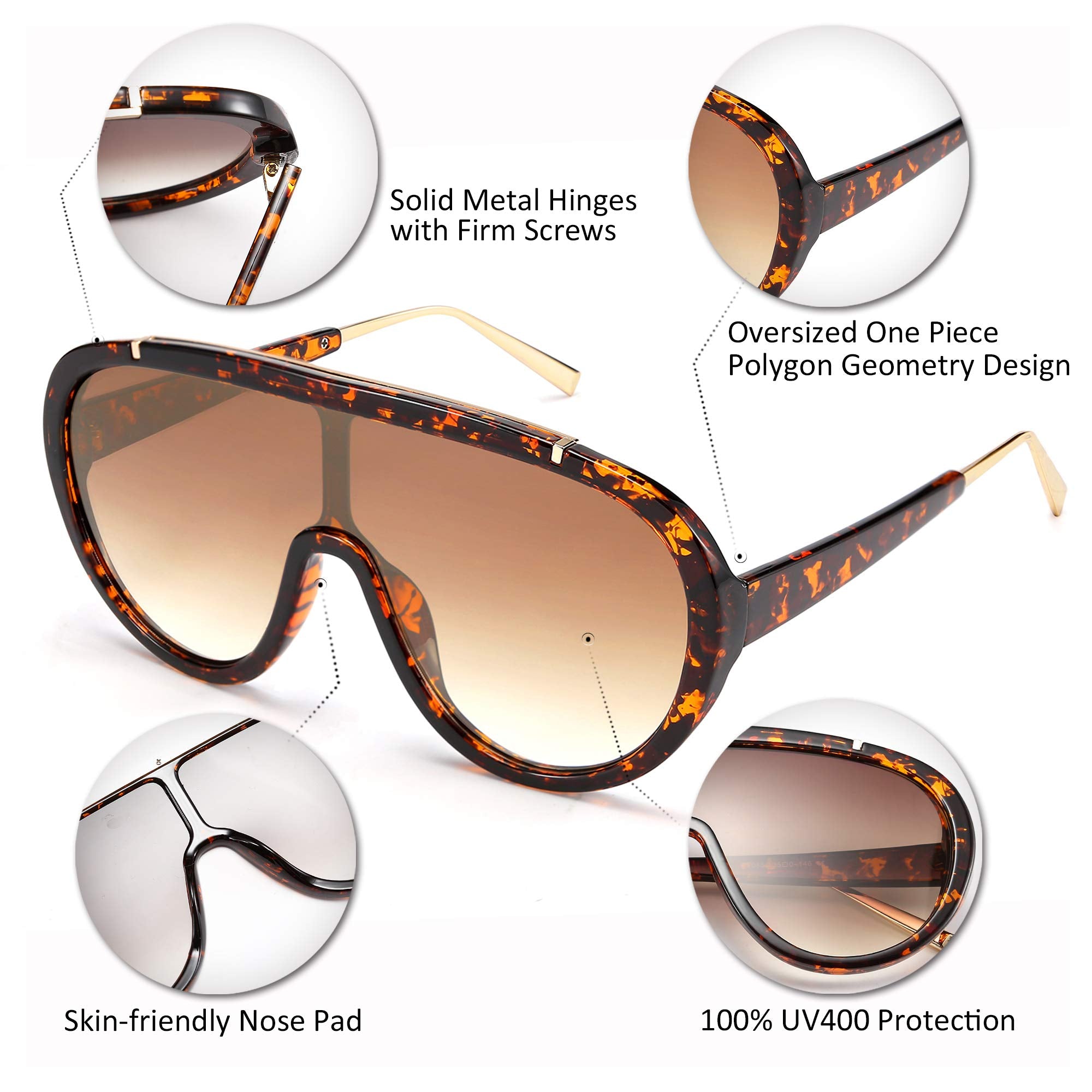 FEISEDY Sunglasses Women Oversized One Piece Frame UV400 Sun Glasses Trendy Retro Shades B2580