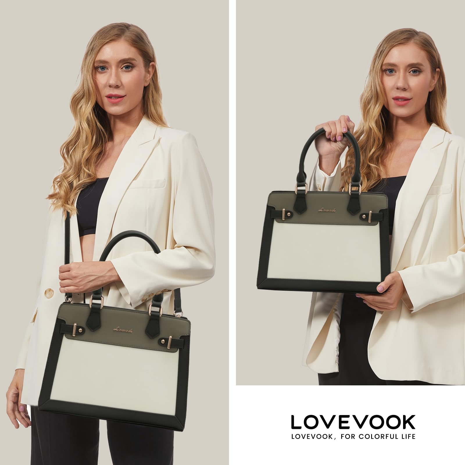 LOVEVOOK Purses and Handbags for Women, Tote Shoulder Bag Satchel Black Purse and PU Leather Top Handle for ladies