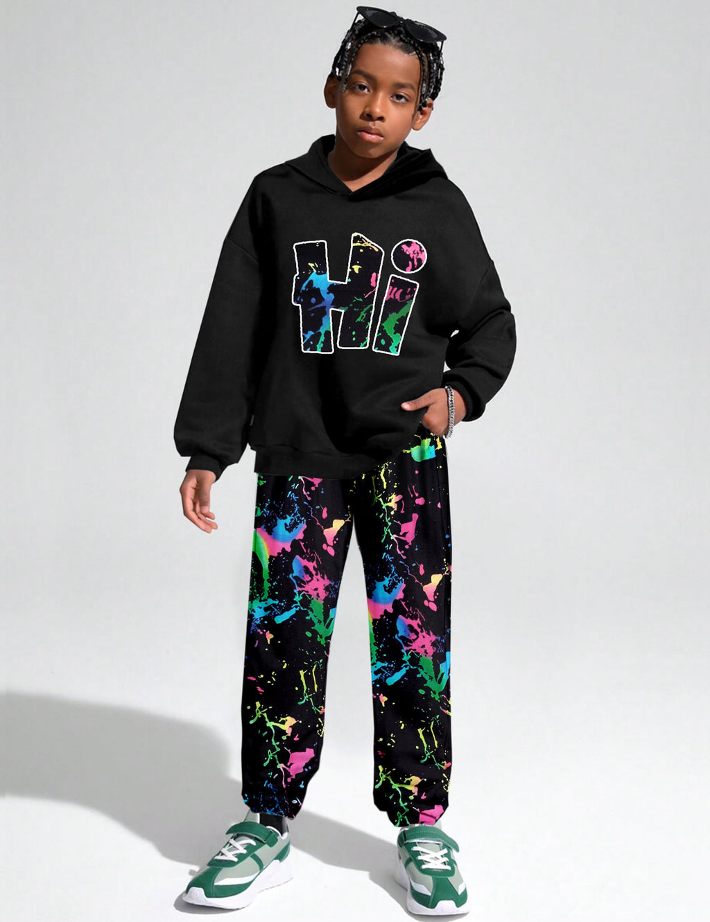 Boys Clothes Camo Boys Outfits Letter Printing Pullover Hoodie and Pants 2Pcs Winter Kids Clothes Boys for 7-14 Years