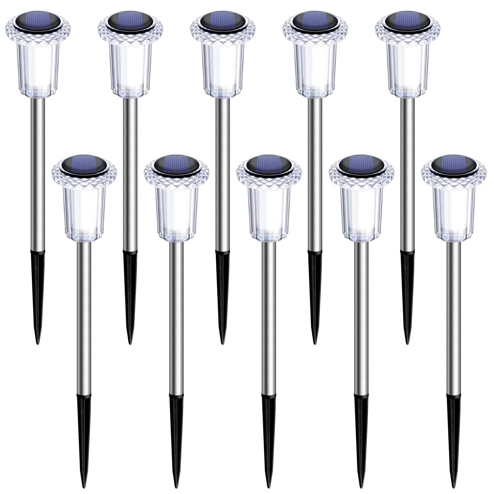 DenicMic Halloween Solar Lights Outdoor 10 Pack Purple LED Waterproof Yard Garden Patio Backyard Pathway Walkway Landscape Path Lawn Outside Halloween Decorations Outdoor
