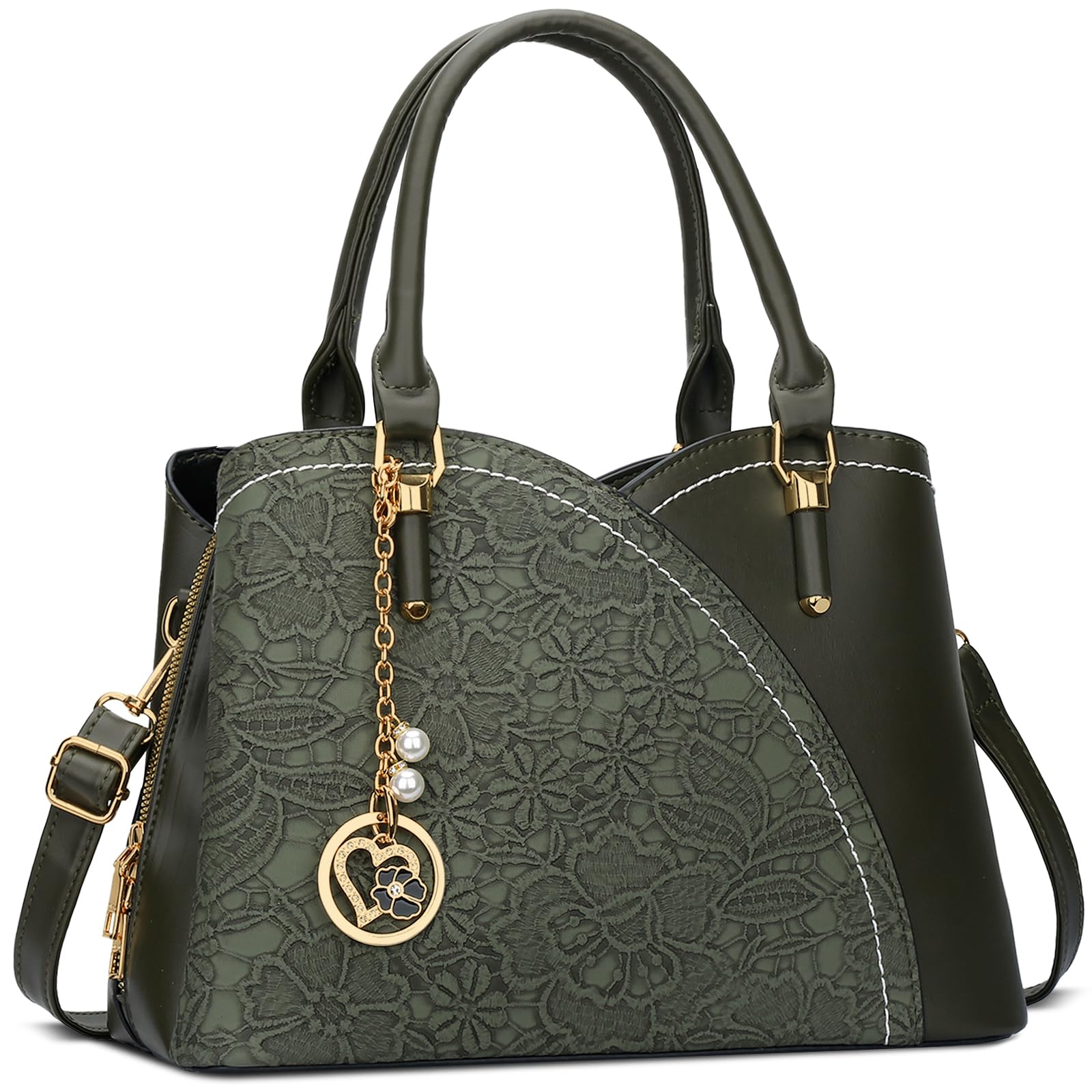 KKXIU Triple Compartments Purses and Handbags for Women Fashion Ladies Satchel Shoulder Top Handle Bag