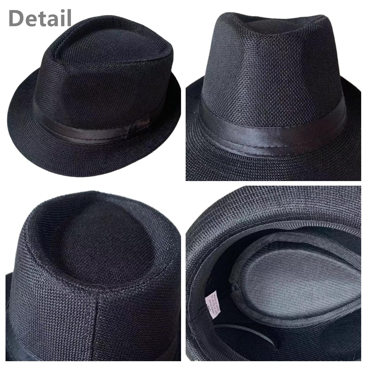 5 Pack Bulk Cuban Fedora Sun Hats Men with Adjustable Strap, Short Brim 1920s Unisex Party Costume Hats Women.